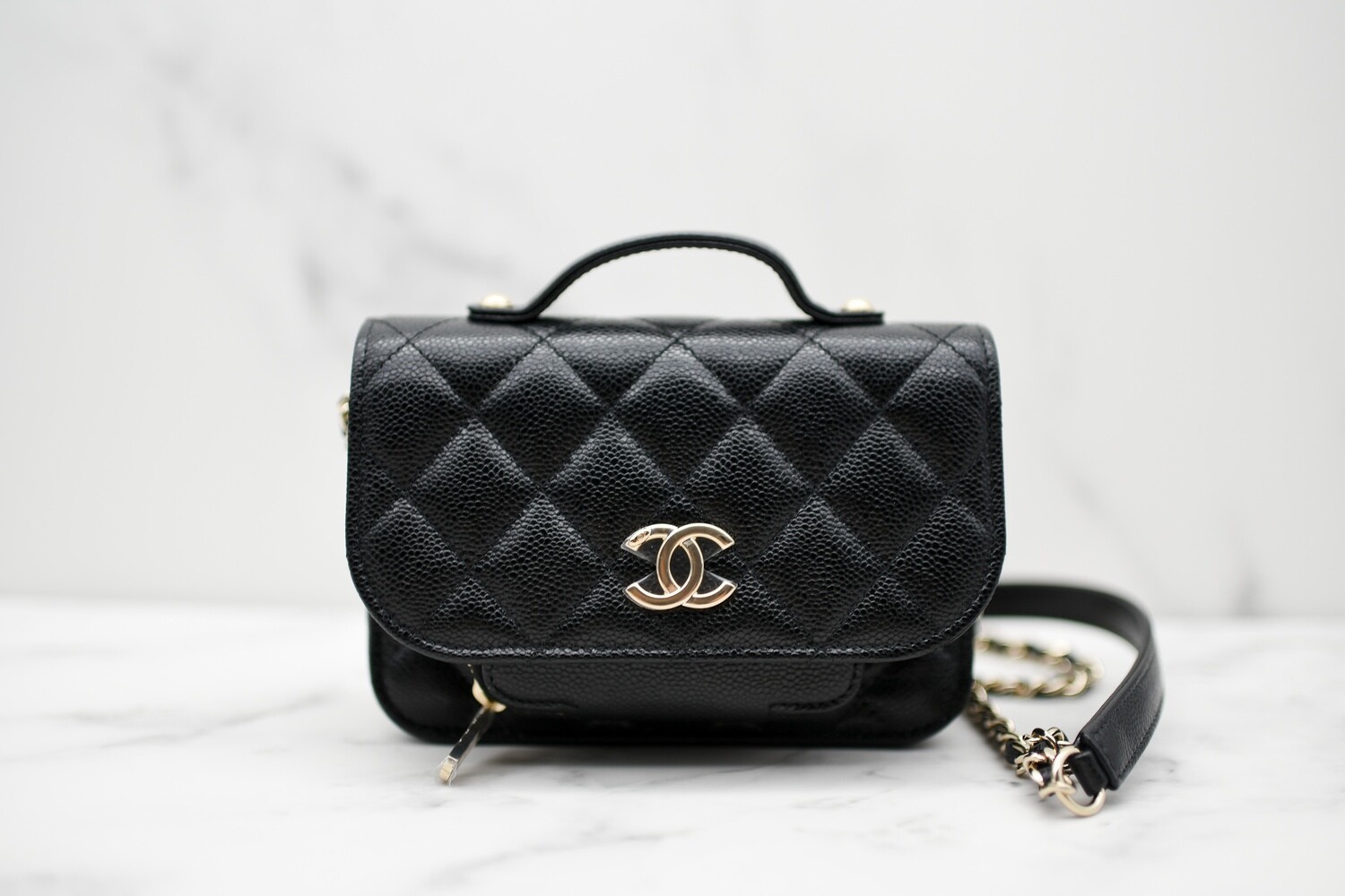 Chanel Business Affinity Purse Vanity Bag, Black Caviar Leather with Gold Hardware, New in Dustbag MA001