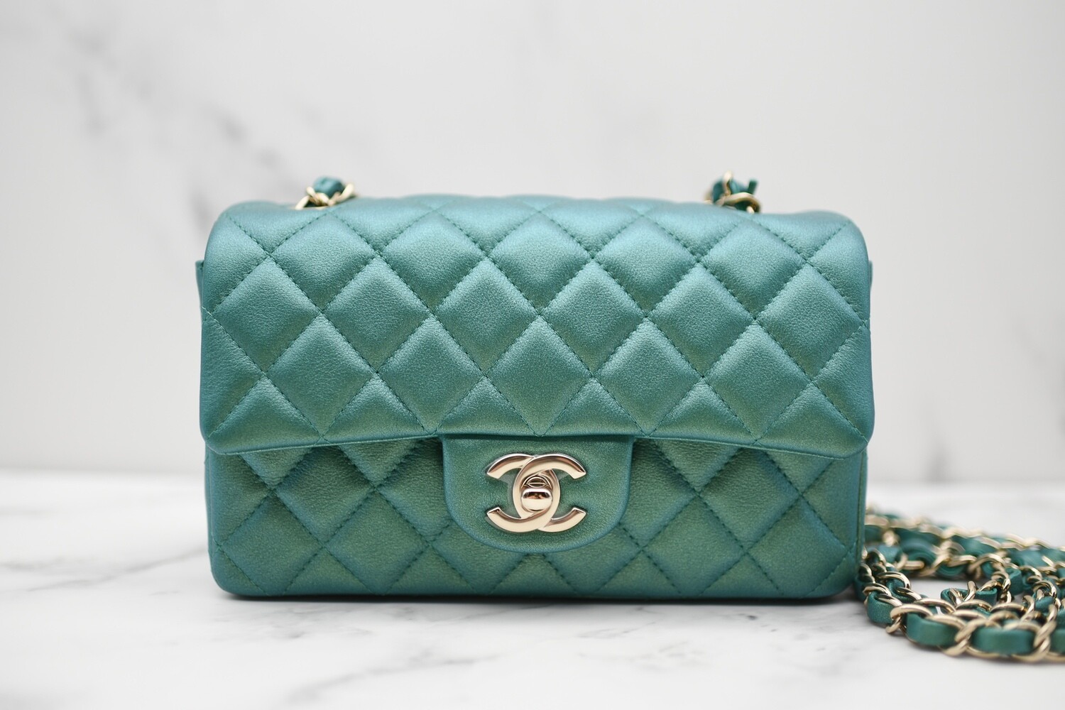 chanel teal purse