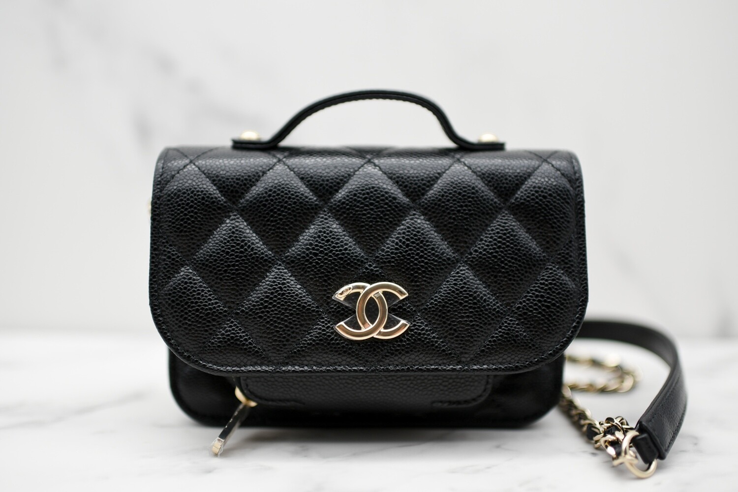 Chanel Business Affinity Clutch With Chain White Caviar Gold