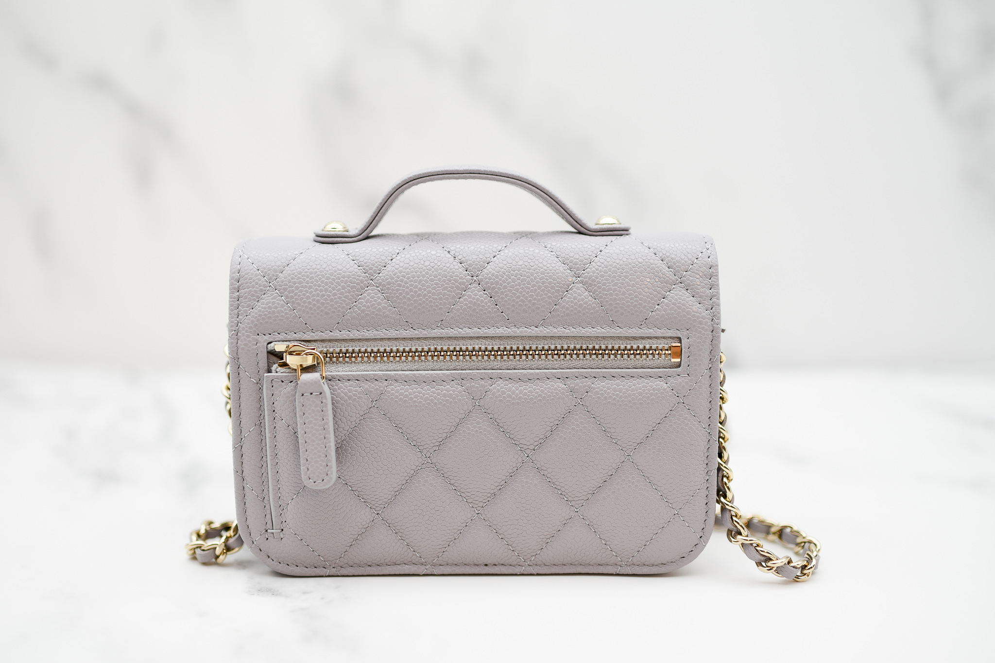 CHANEL Caviar Quilted Medium Business Affinity Flap Grey 415361