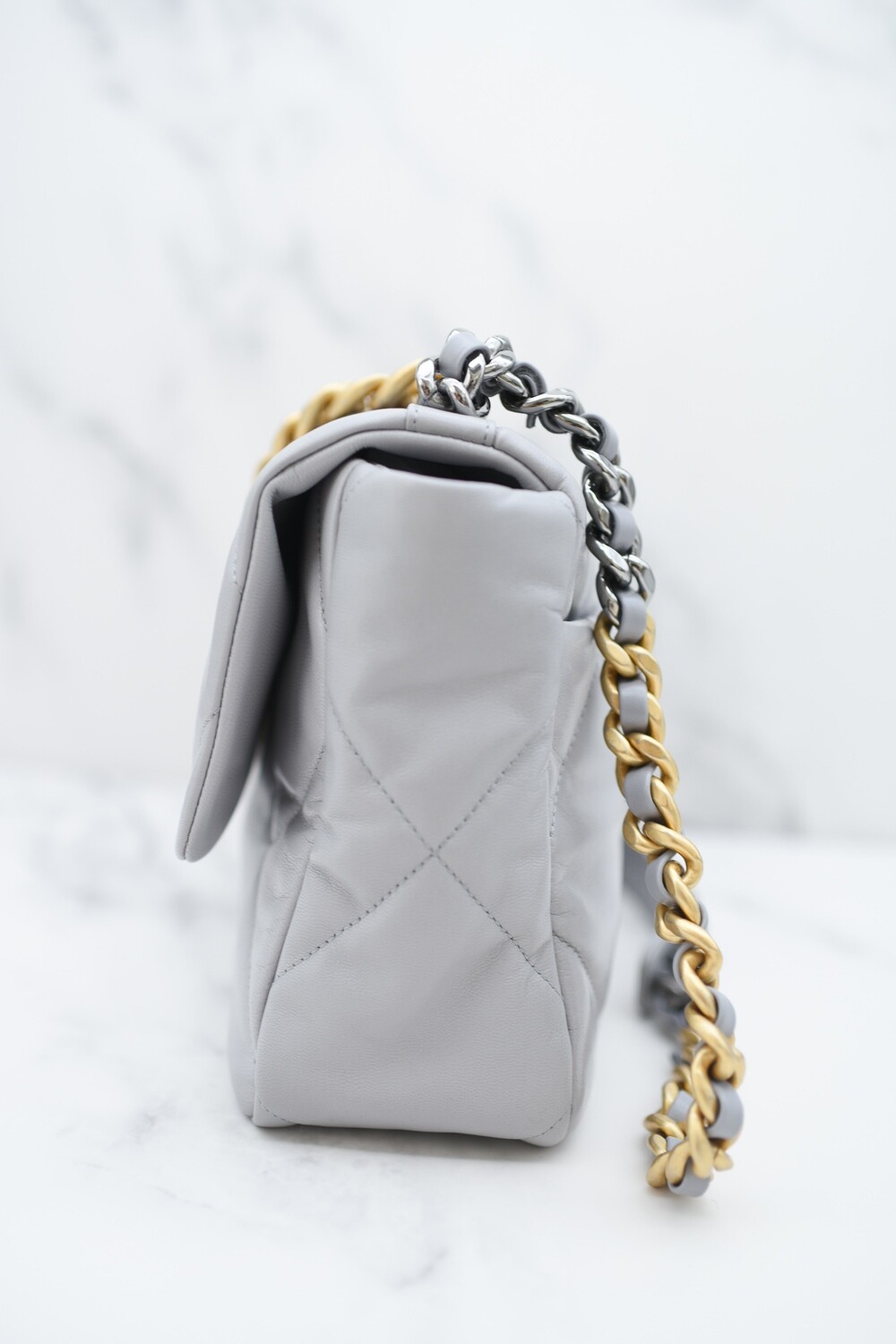 Chanel 19 Large, Grey Lambskin, New in Box GA003