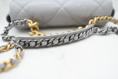 Chanel 19 Large, Grey Lambskin, New in Box GA003