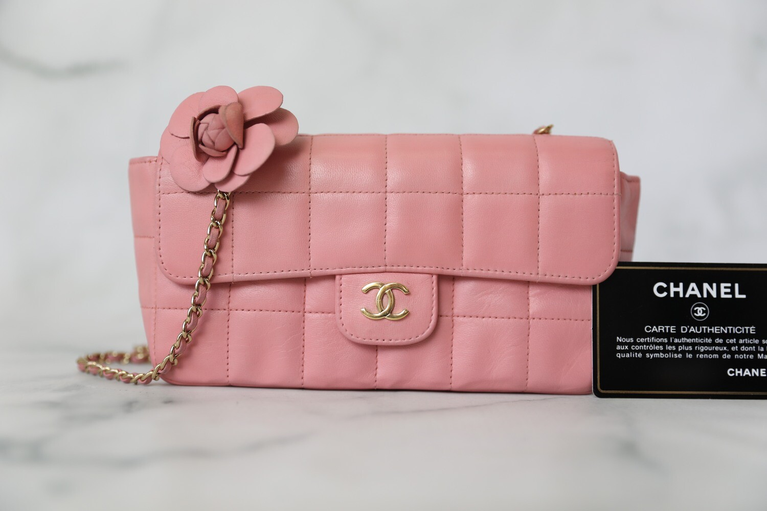 Chanel Vintage Camellia Flap Square Quilted Mini Bag, Gold Hardware, Preowned in Dustbag WA001