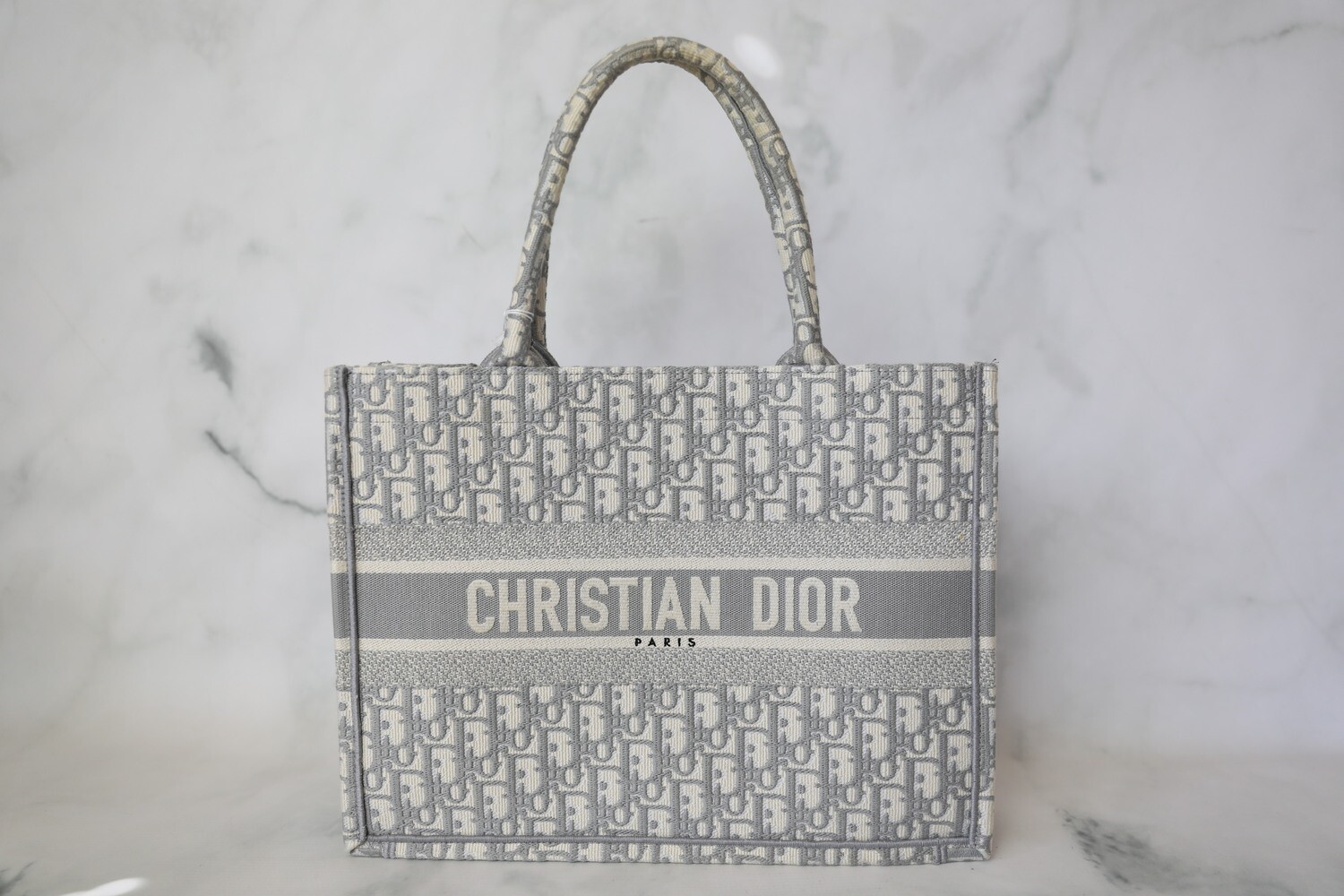Christian Dior Book Tote Medium, Grey Oblique Canvas, Preowned in Box WA001  - Julia Rose Boston
