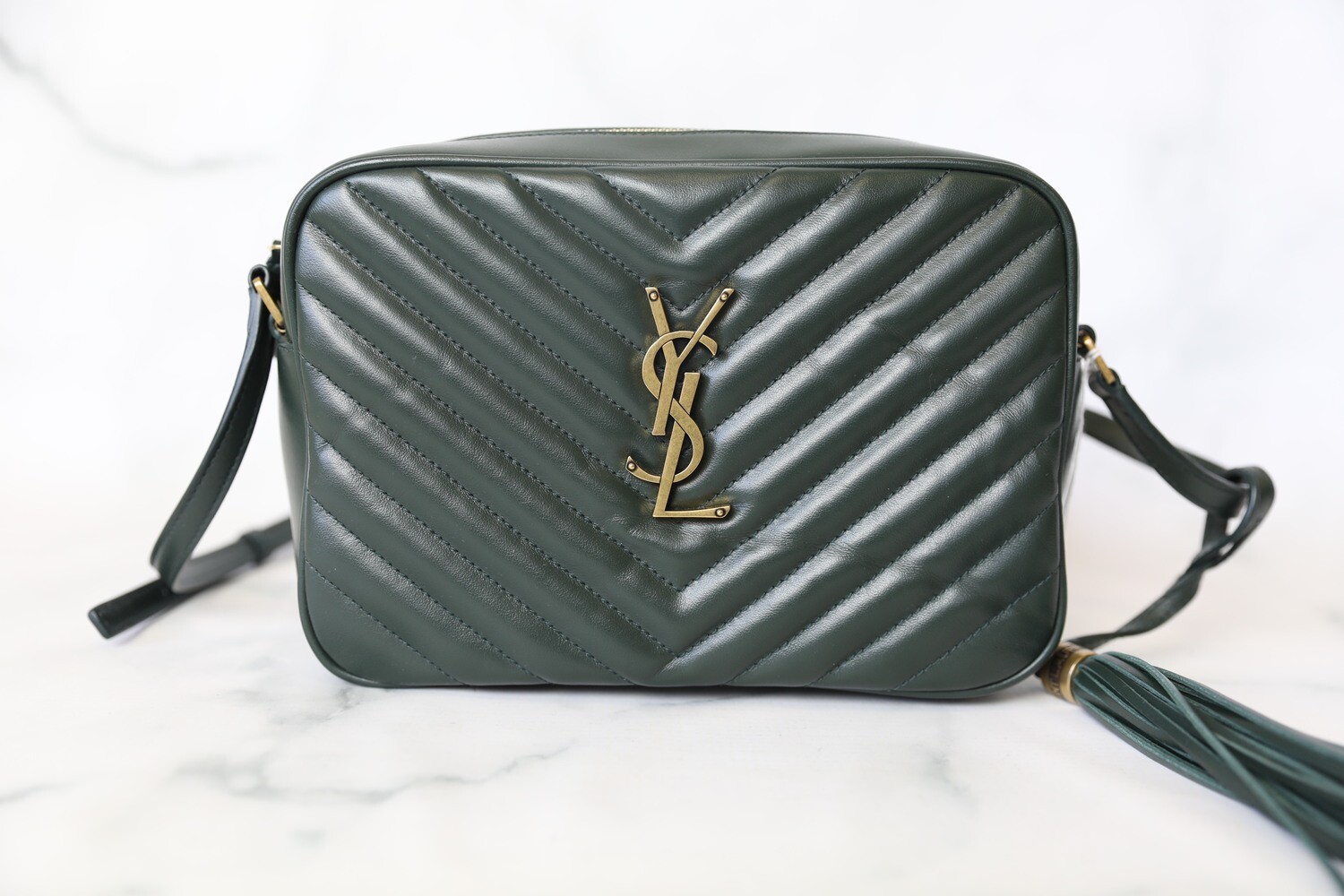 Saint Laurent Lou Lou Camera Bag, Green with Gold Hardware, Preowned in  Dustbag WA001