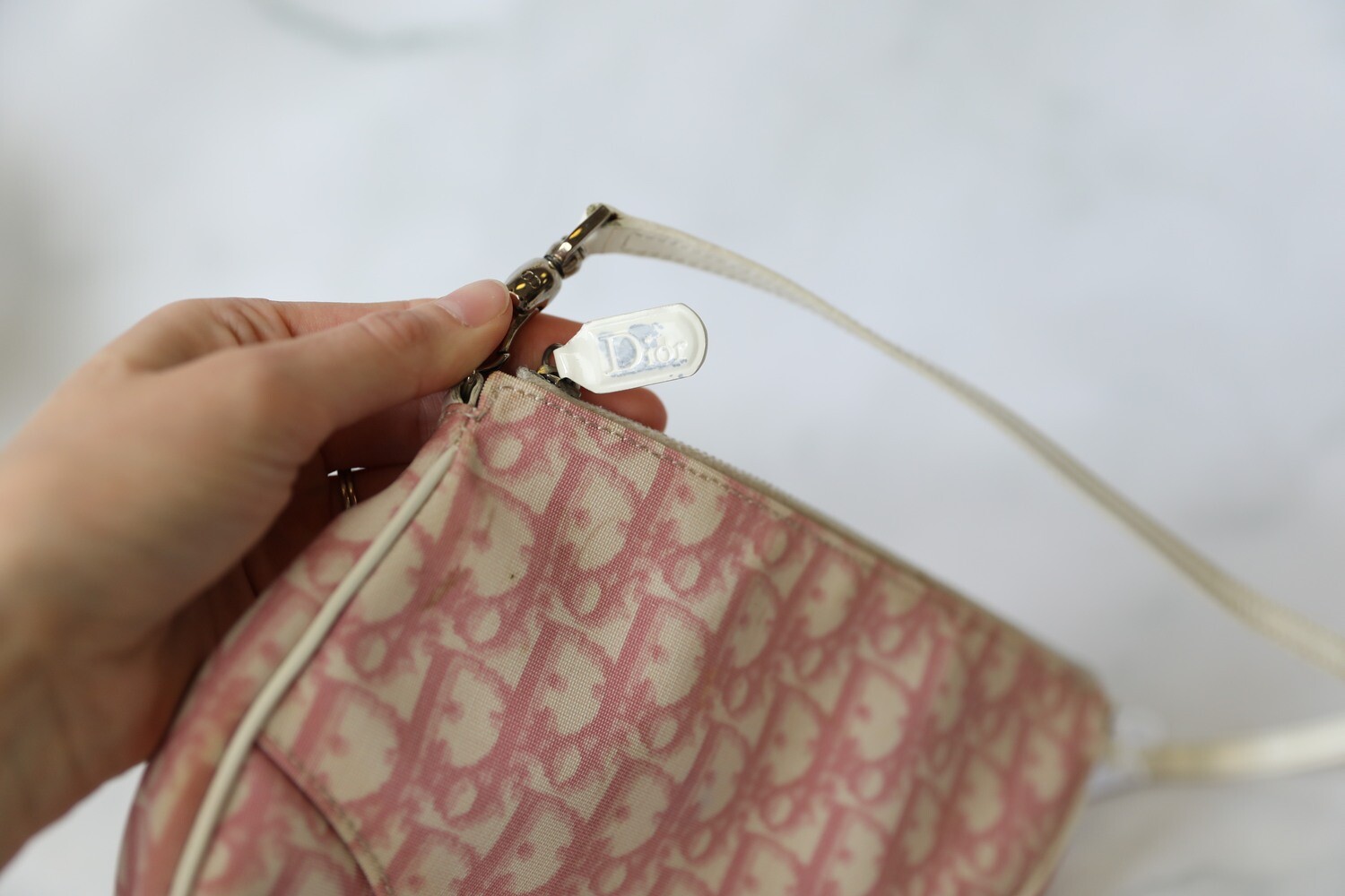 AUTHENTIC VINTAGE OLD DIOR FLORAL PINK SADDLE BAG  SILVER HARDWARE   YELLOW STAINS ON CANVAS FABRIC  NOT FOR FUSSY BUYERS Luxury Bags   Wallets on Carousell