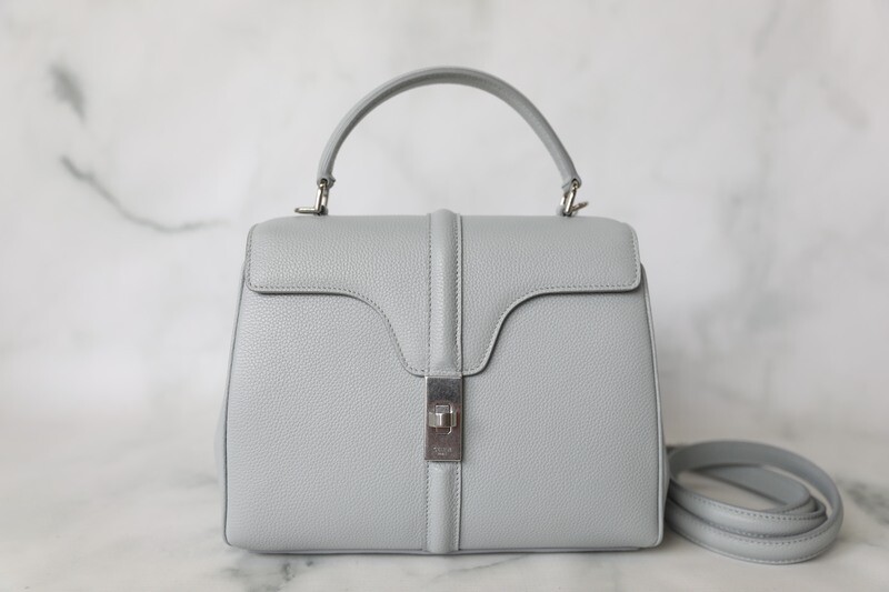 Celine 16 Small, Grey Blue Grained Calfskin with Silver Hardware
