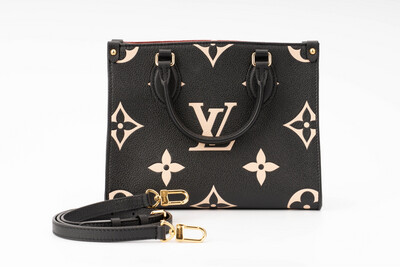 Louis Vuitton On The Go PM, Black And White Cream, Preowned In Dustbag (Ships From London)