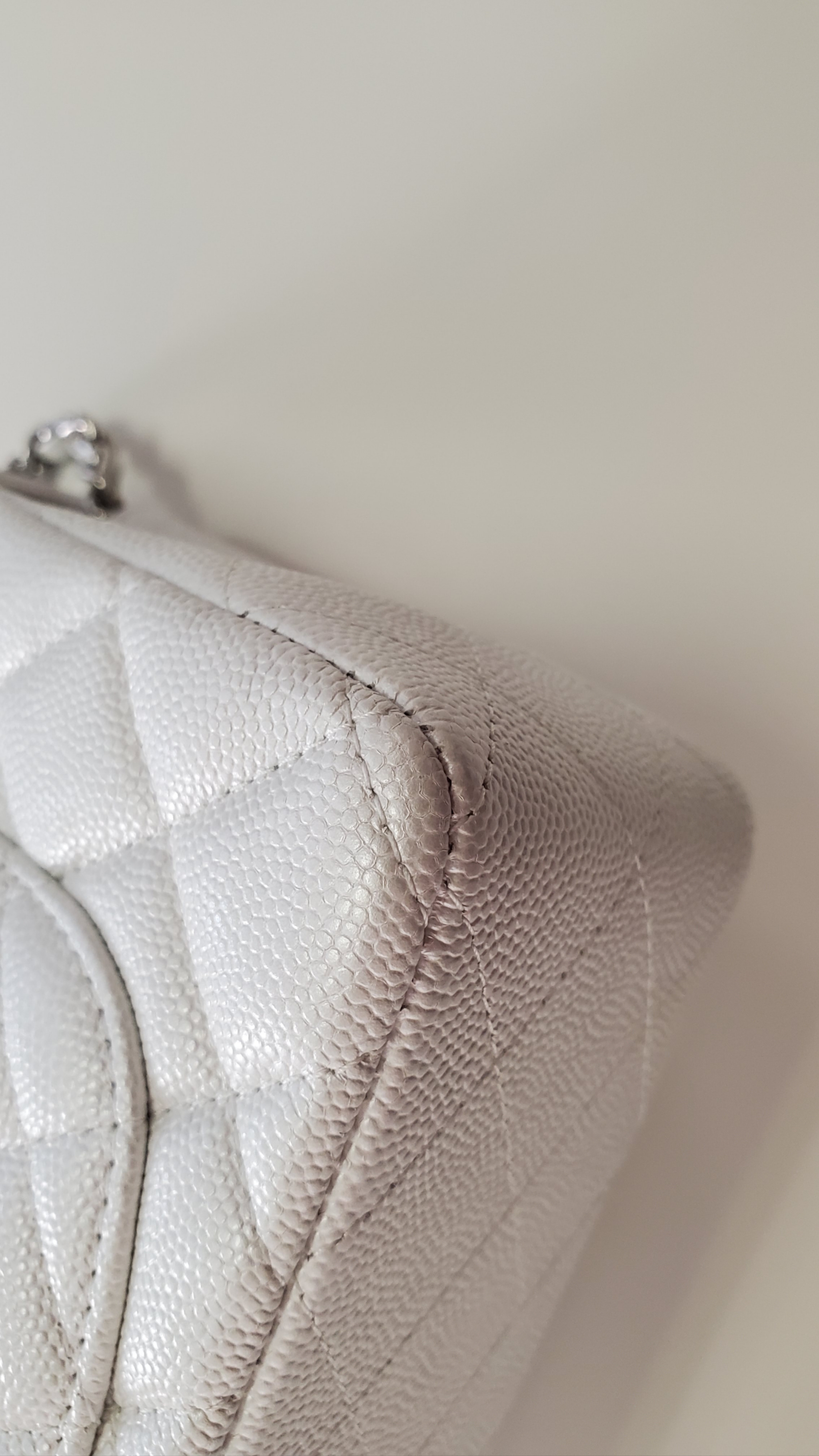 CHANEL Caviar Quilted Mini Top Handle Rectangular Flap White