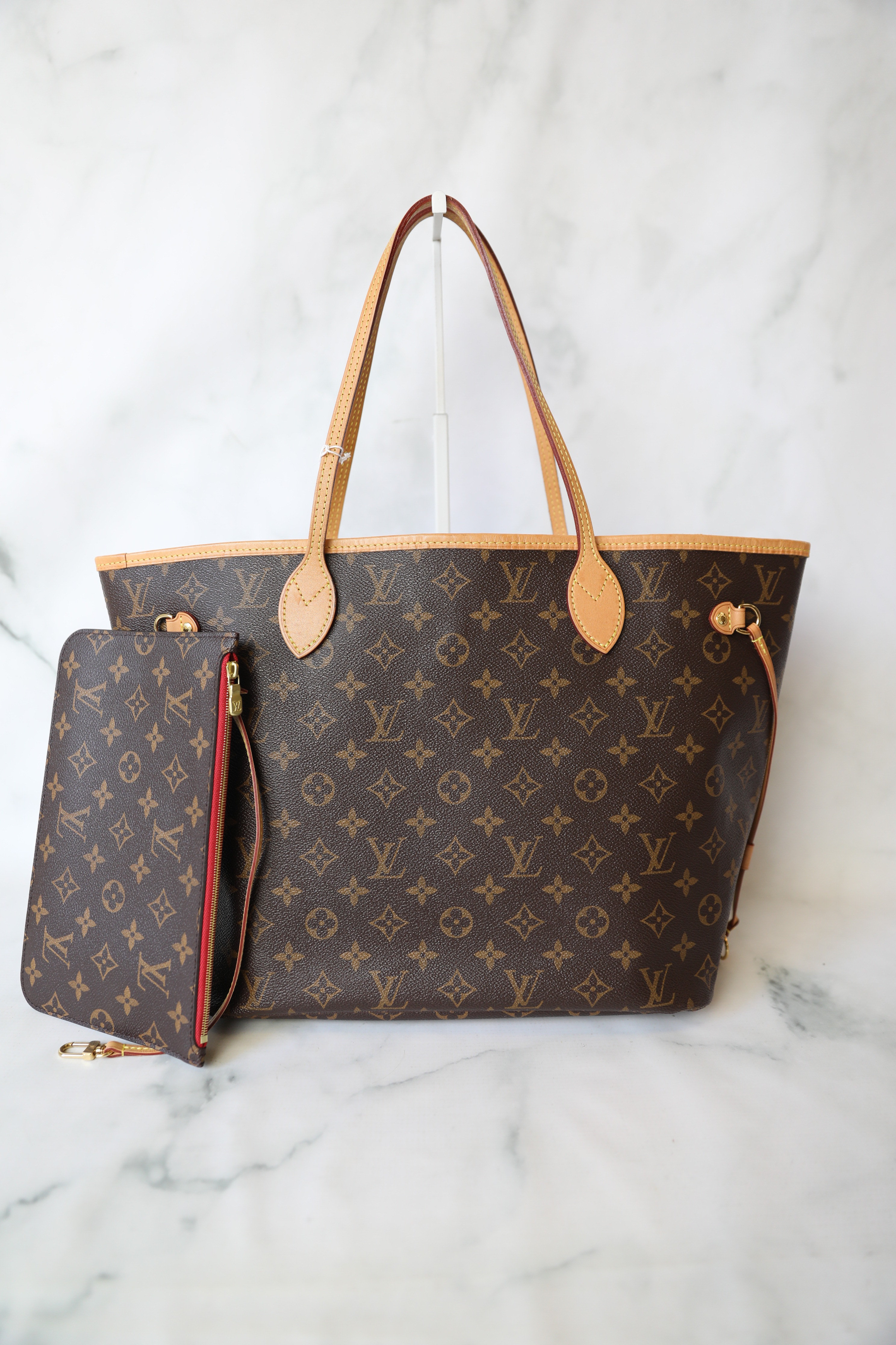 Louis Vuitton Neverfull MM Set, Monogram with Red Lining