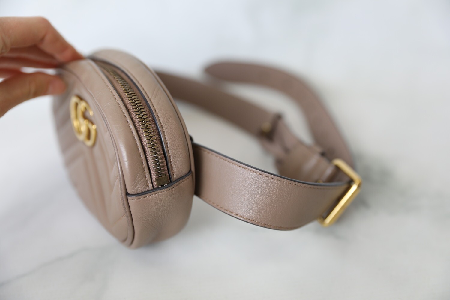 Gucci Marmont Belt Bag Nude Size 75 Preowned No Dustbag WA001 Julia Rose Boston Shop