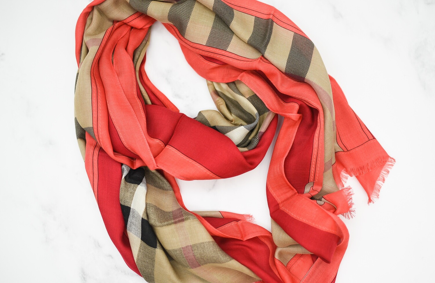Burberry Scarf Shawl, Red, New without Tag GA002