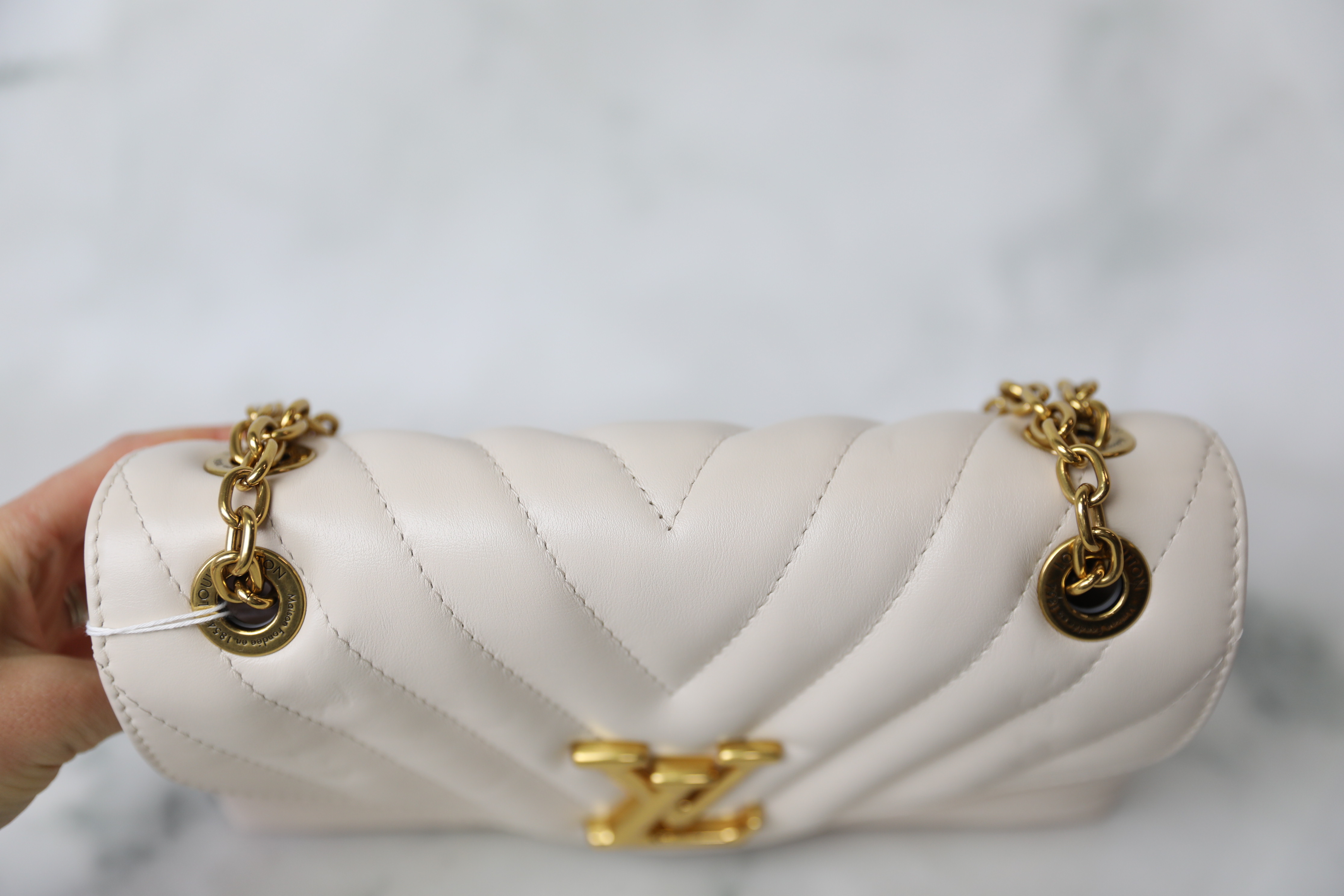Louis Vuitton New Wave Flap, White with Gold Hardware, Preowned in Dustbag  WA001