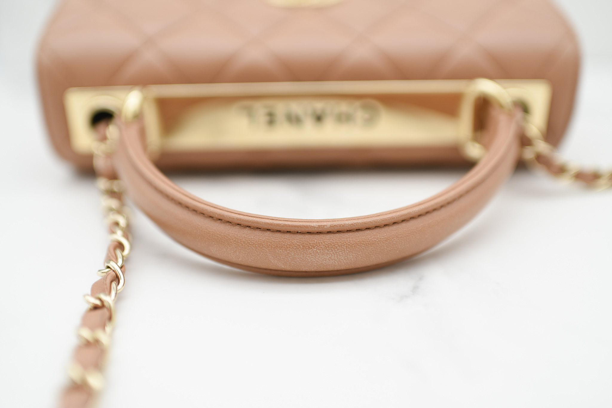 Chanel Trendy Dark Beige Lambskin Leather, Gold Hardware, Preowned In  Dustbag GA003