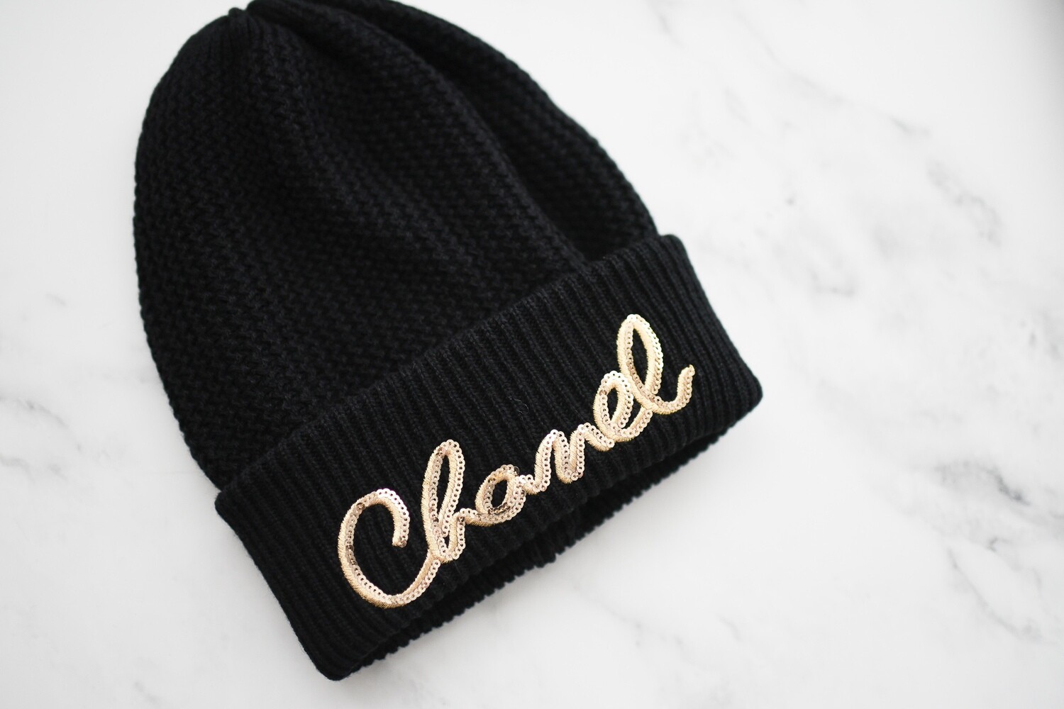 Chanel CC Logo Beanie Hat Dark Grey  Orange  The Luxury Shopper