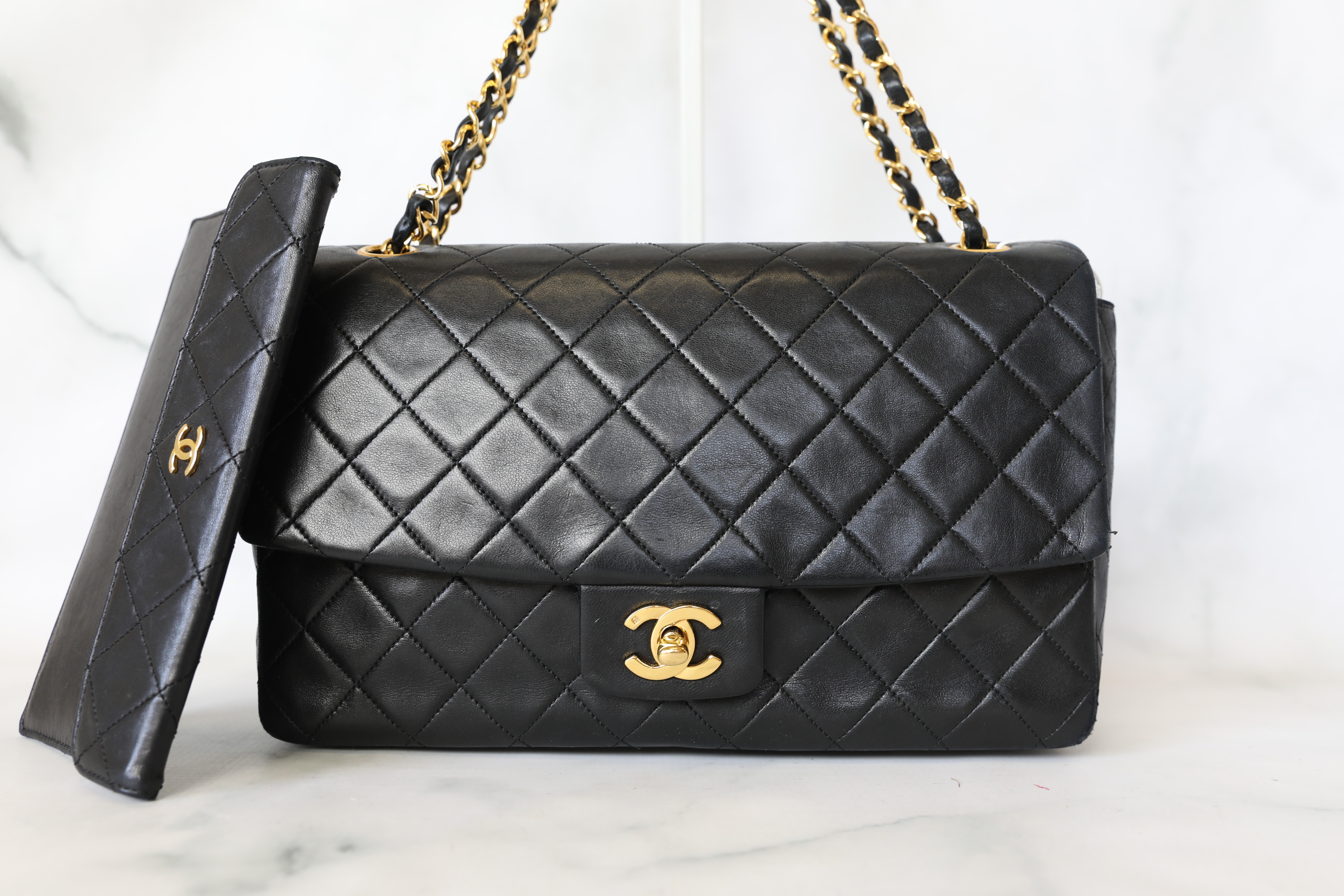 Chanel Vintage Vertical Messenger Bag, Black Lambskin Leather, Gold Plated  Hardware, Preowned - No Dustbag - Julia Rose Boston