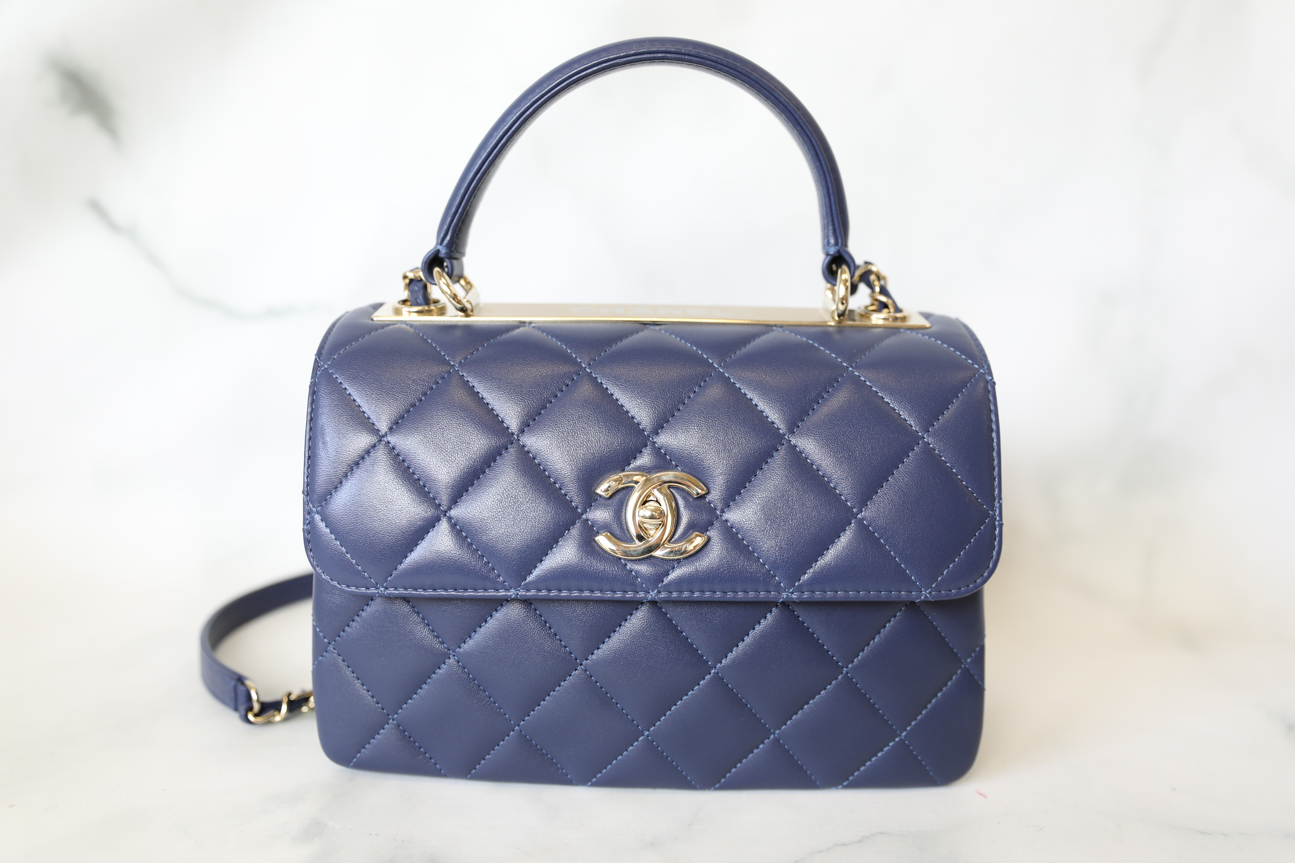 Chanel Trendy CC, Navy Lambskin with Gold Hardware, Preowned in Box WA001 -  Julia Rose Boston