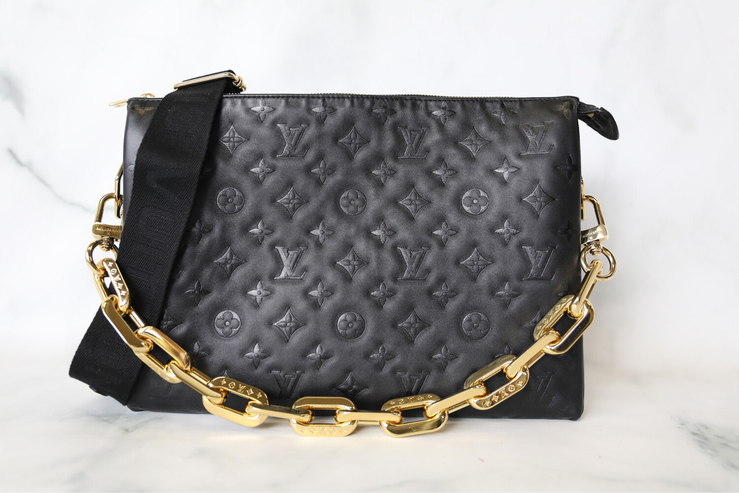 Louis Vuitton Coussin MM, Black with Gold Hardware, New in Box WA001