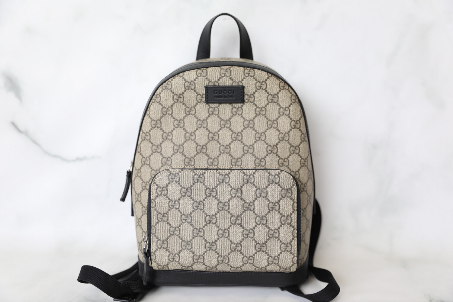 GUCCI GG Supreme Canvas & Black Leather Small EDEN Backpack