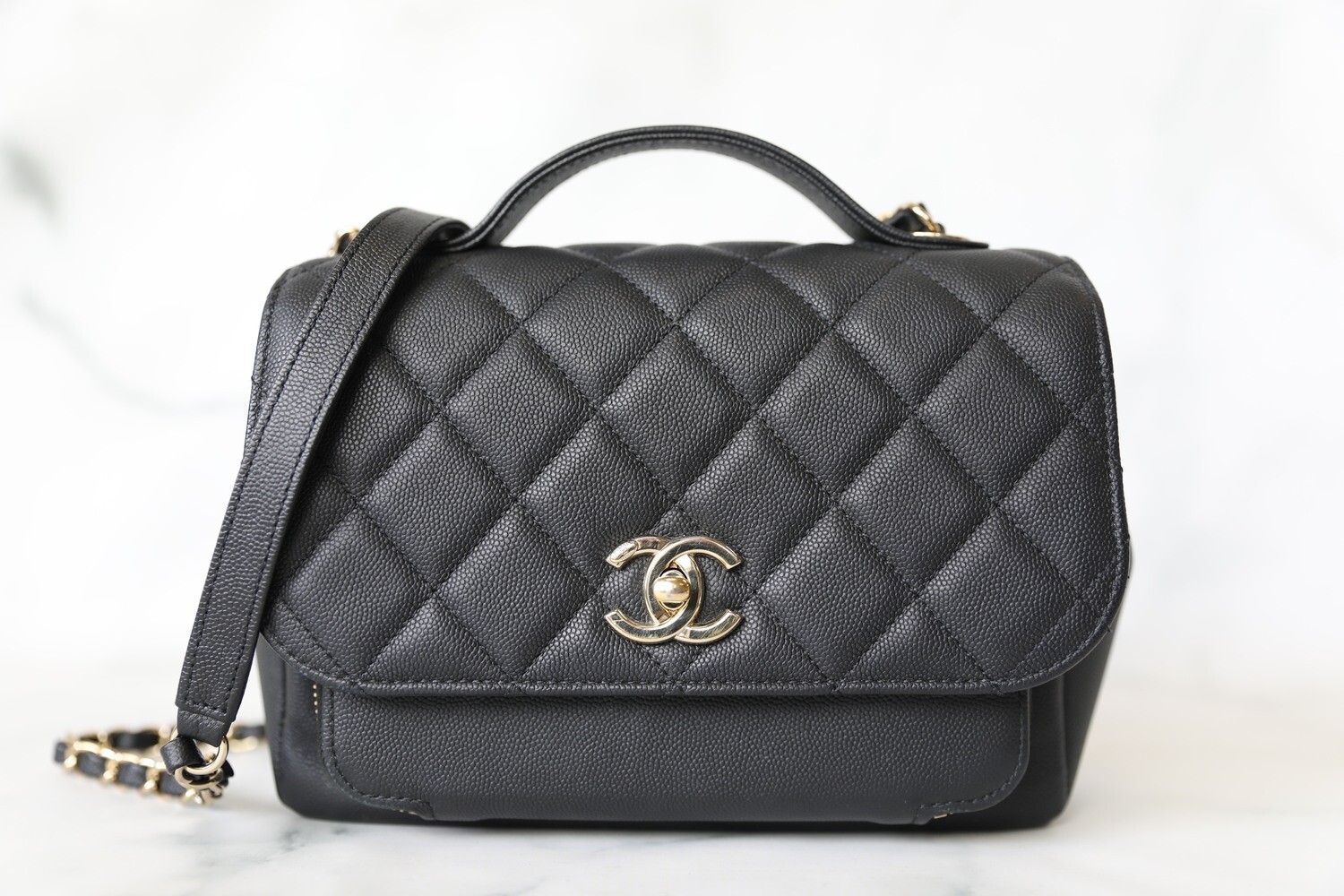 Chanel Business Affinity Medium, Black Caviar Leather with Gold Hardware, Preowned in Box WA001