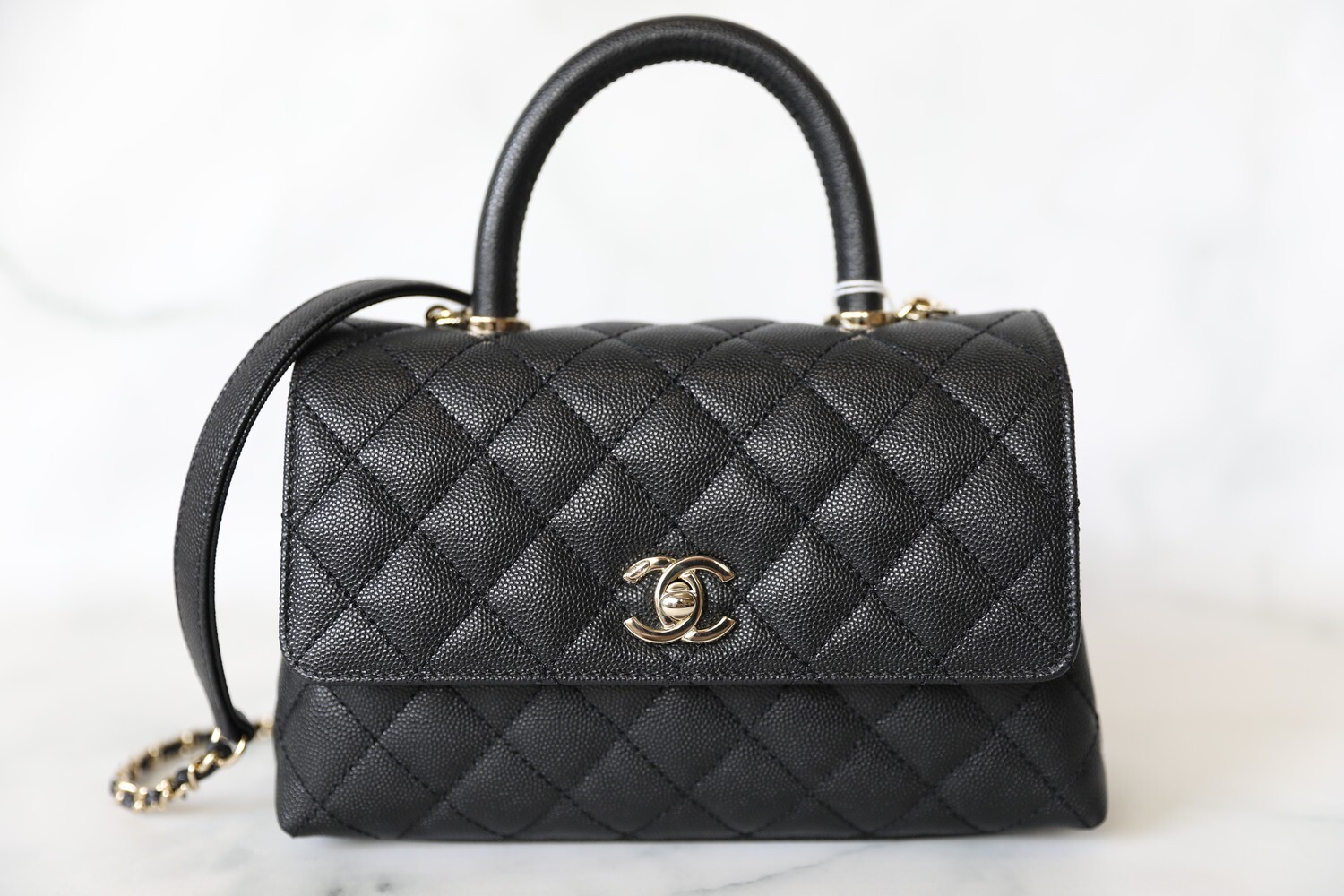 Chanel Coco Handle Small/Mini, Black Caviar with Gold Hardware, Preowned in Box WA001