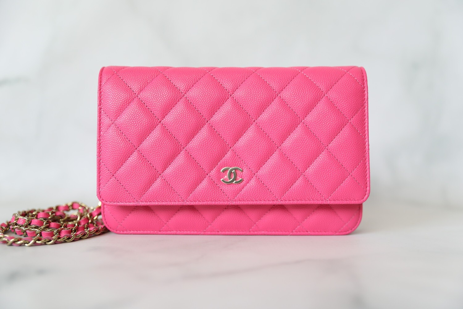 Chanel SLG Classic Wallet on Chain, 22P Pink Caviar with Gold Hardware, New  in Box GA003