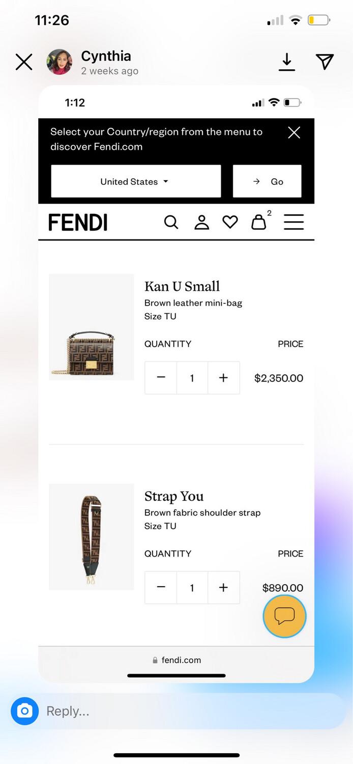 Personal Shop Request, Fendi Bag, Strap And Celine Belt