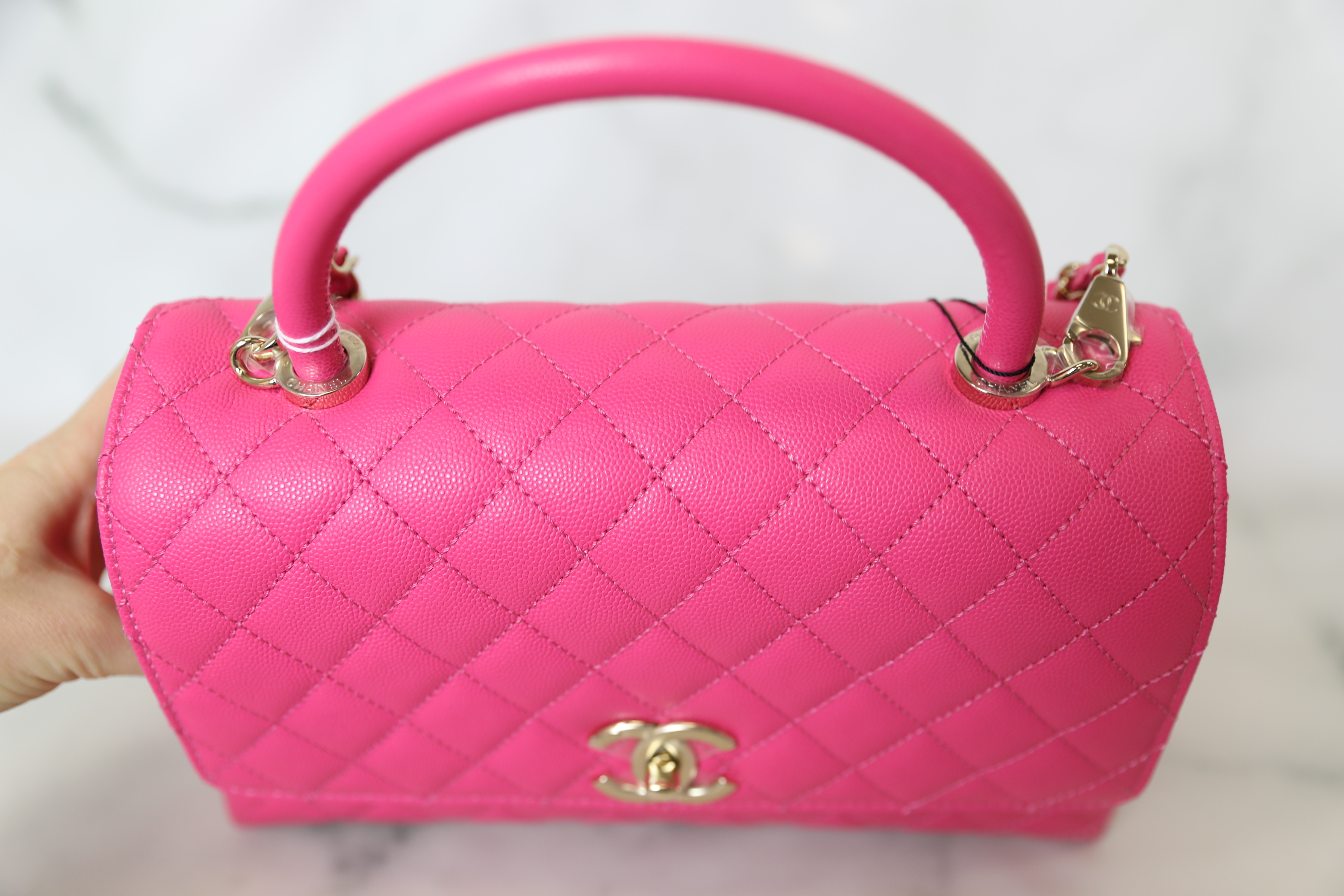 Chanel Coco Handle Mini, Bright Pink Caviar with Gold Hardware, New in Box  WA001