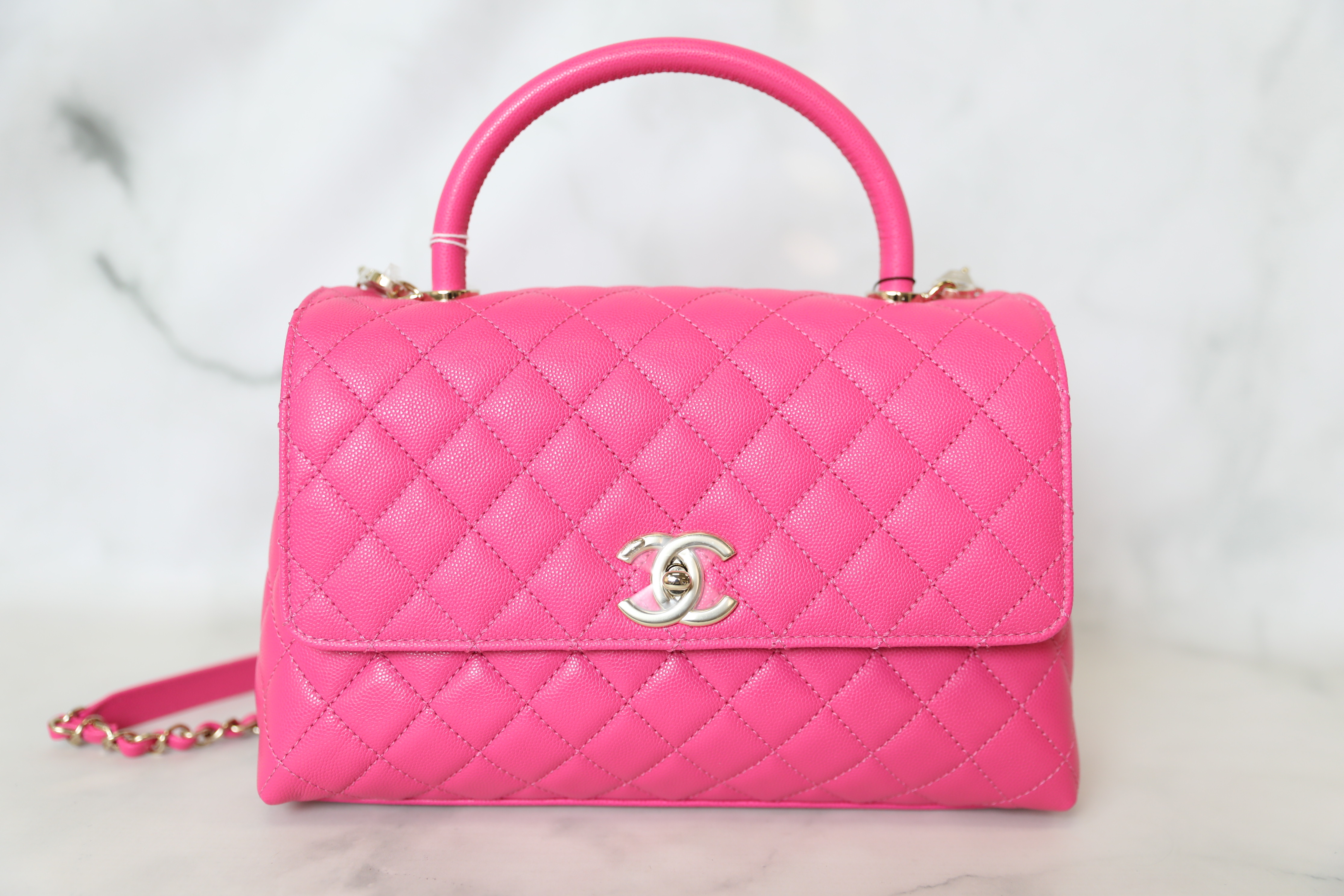 Chanel Coco Handle Small, Bright Pink Caviar with Gold Hardware