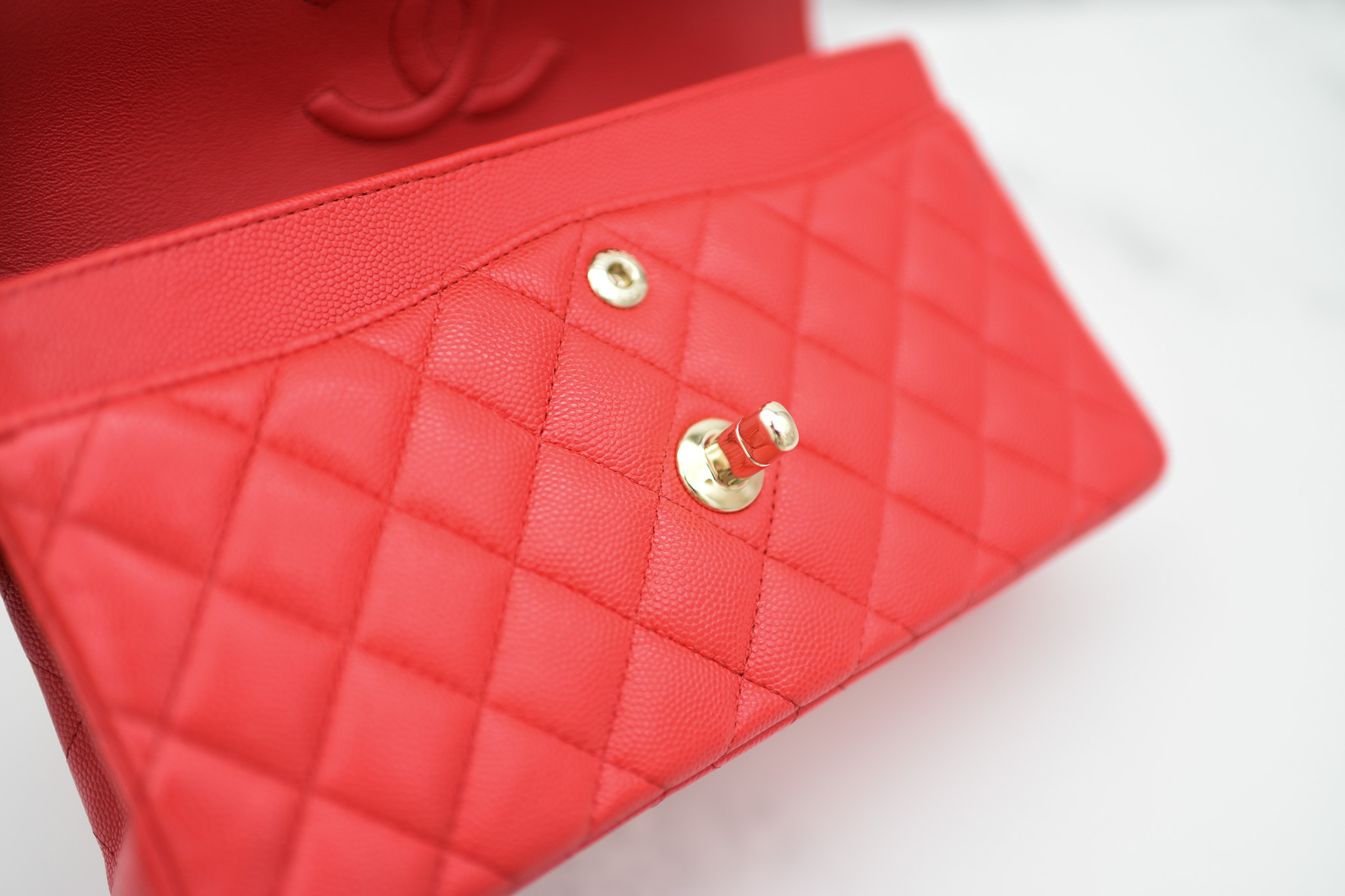 Chanel Small Classic Double Flap Red Caviar Light Gold Hardware – Madison  Avenue Couture