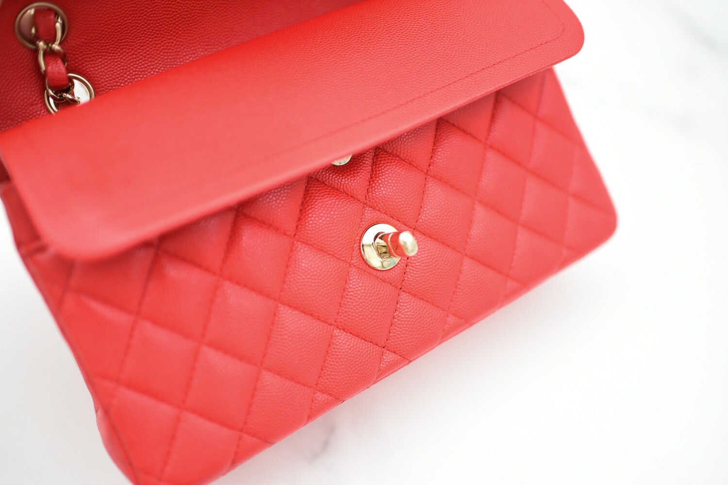 Chanel Classic Small Double Flap 20C Red Caviar Leather Gold Hardware As New in Box GA001 Julia Rose Boston Shop