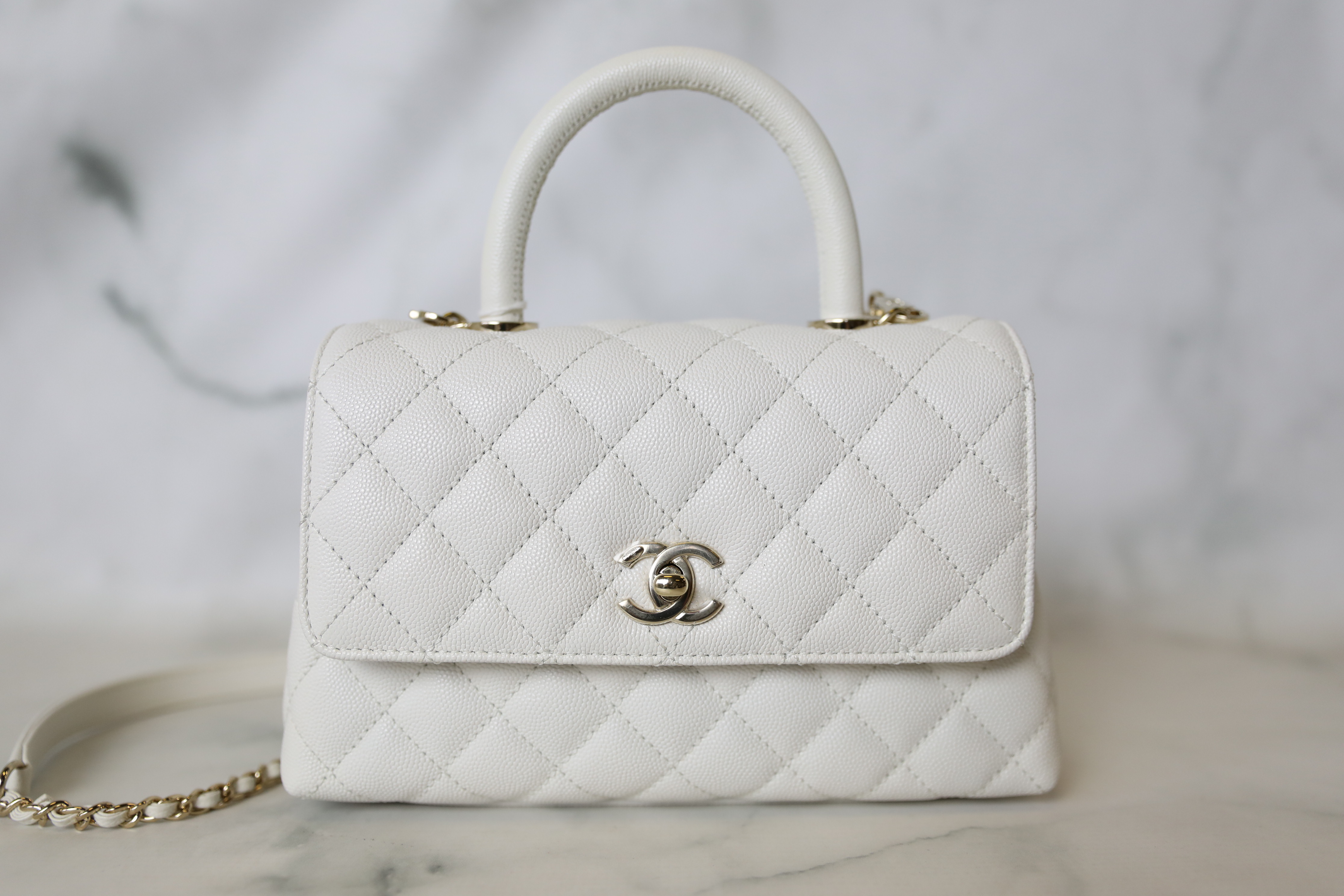 Chanel Extra Mini Coco Handle Quilted White Caviar Gold Hardware – Coco  Approved Studio