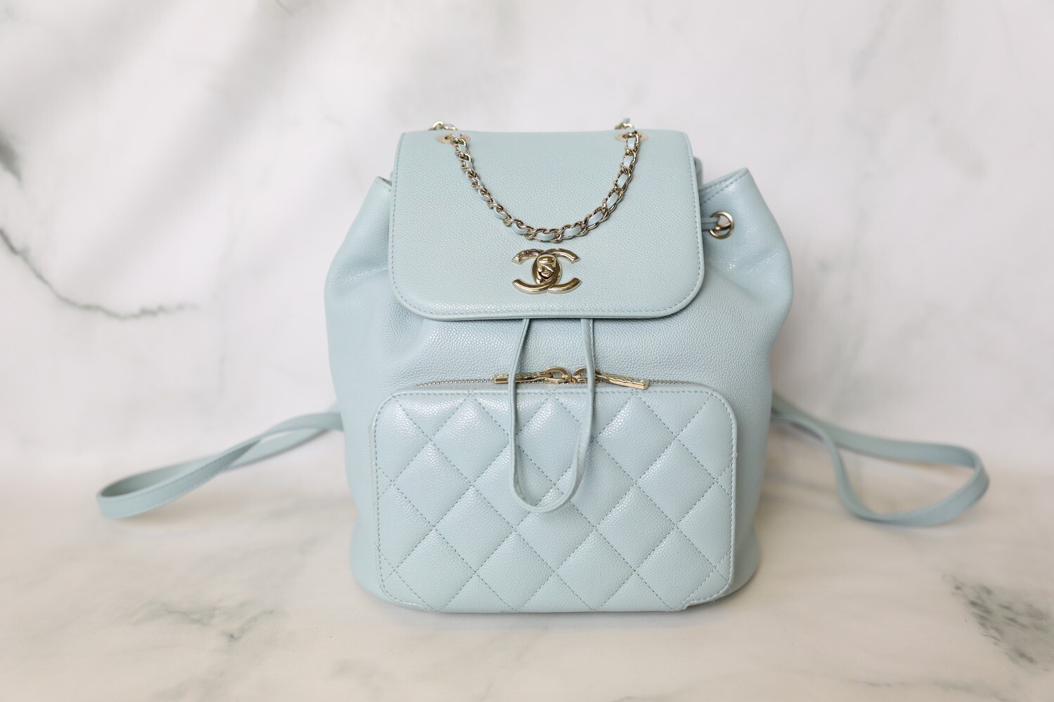 Chanel Business Affinity Backpack, Blue Caviar with Gold Hardware, Preowned in Box WA001