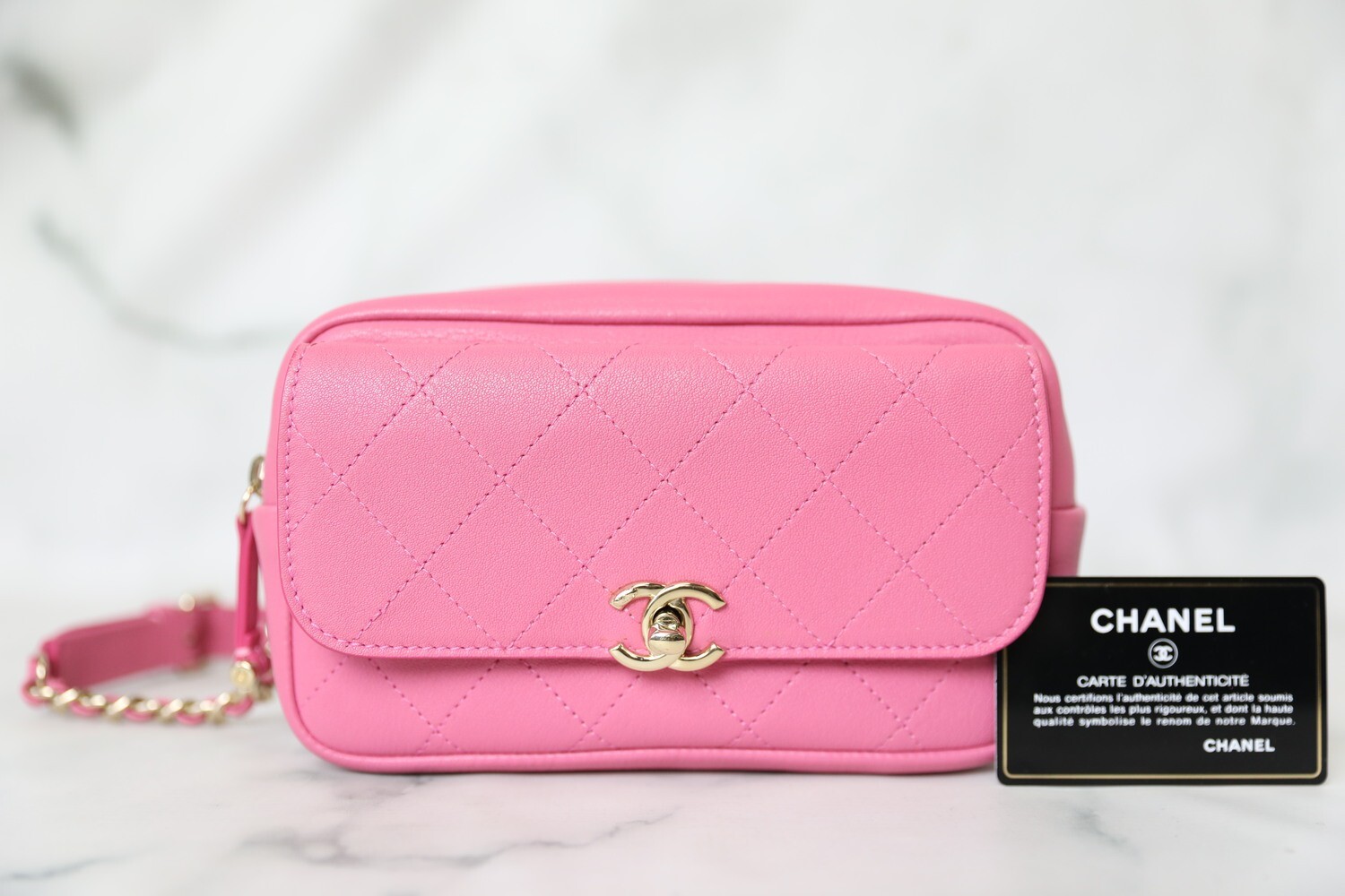 Chanel Casual Trip Waist Bag, Pink Calfskin with Gold Hardware, Preowned No Dustbag WA001