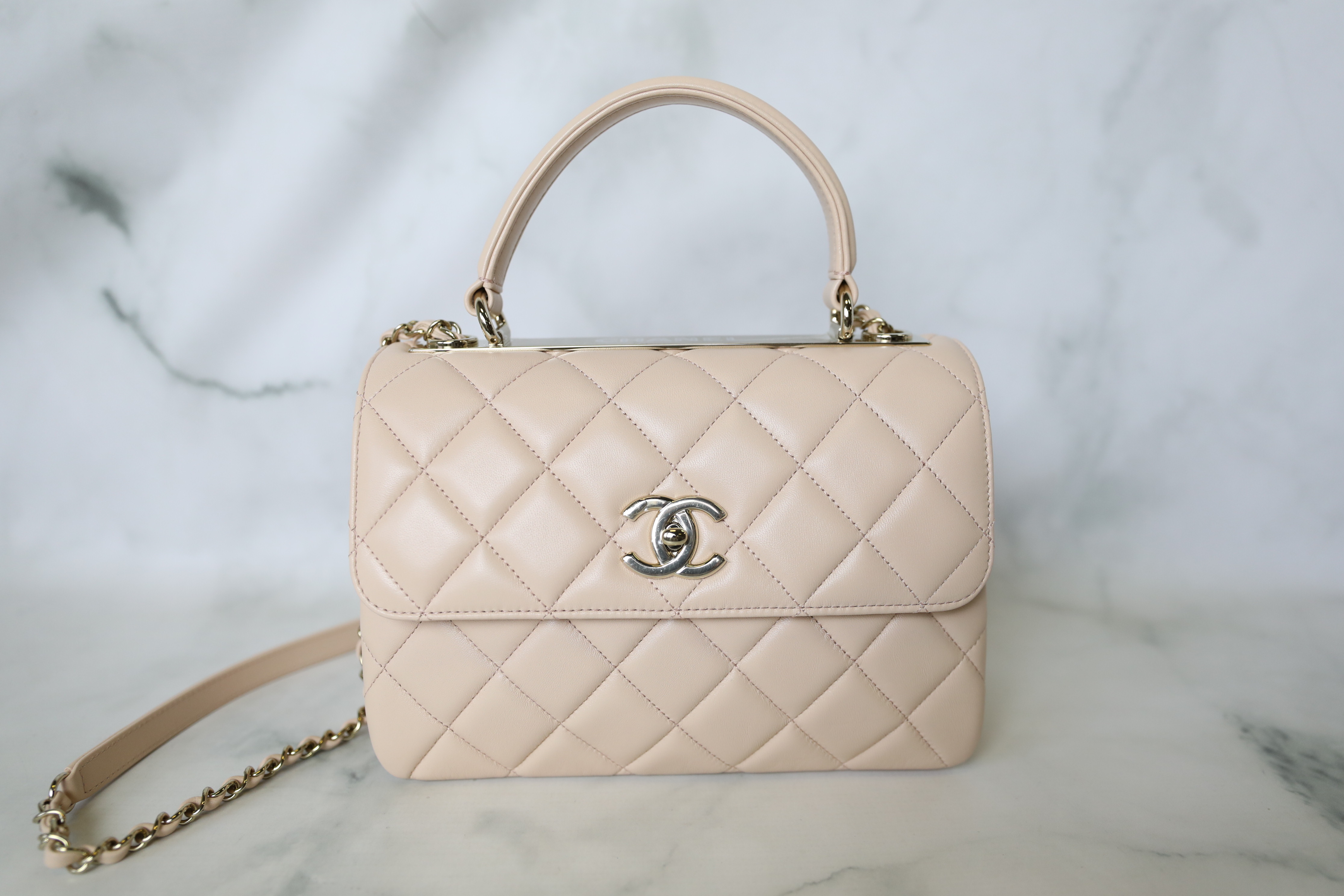 Chanel Trendy Small, Beige Lambskin with Gold Hardware, New in Box WA001