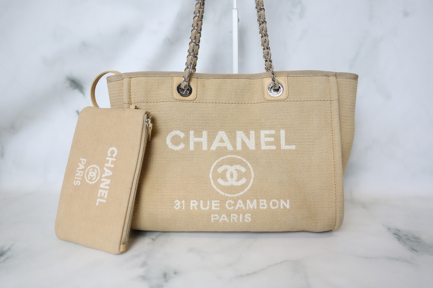 chanel deauville canvas bag tote
