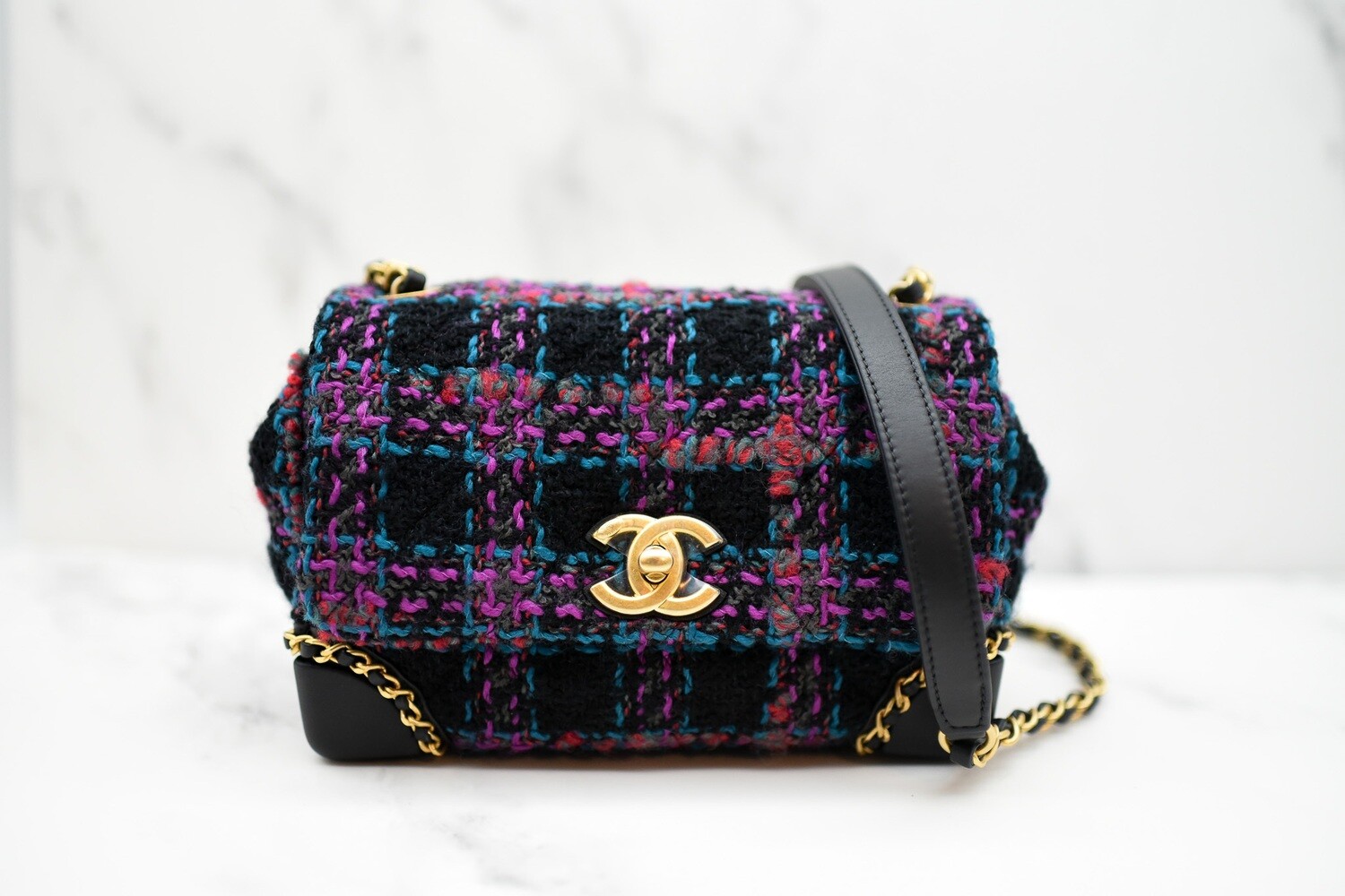 Chanel Seasonal Tweed Flap Bag, Multicolor Tweed with Gold Hardware, New in  Box GA002