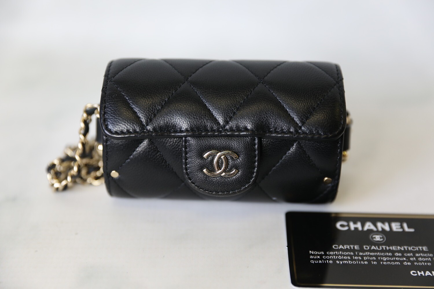 Chanel Classic Wallet on Chain, Black Lambskin with Gold Hardware, Preowned  in Box WA001