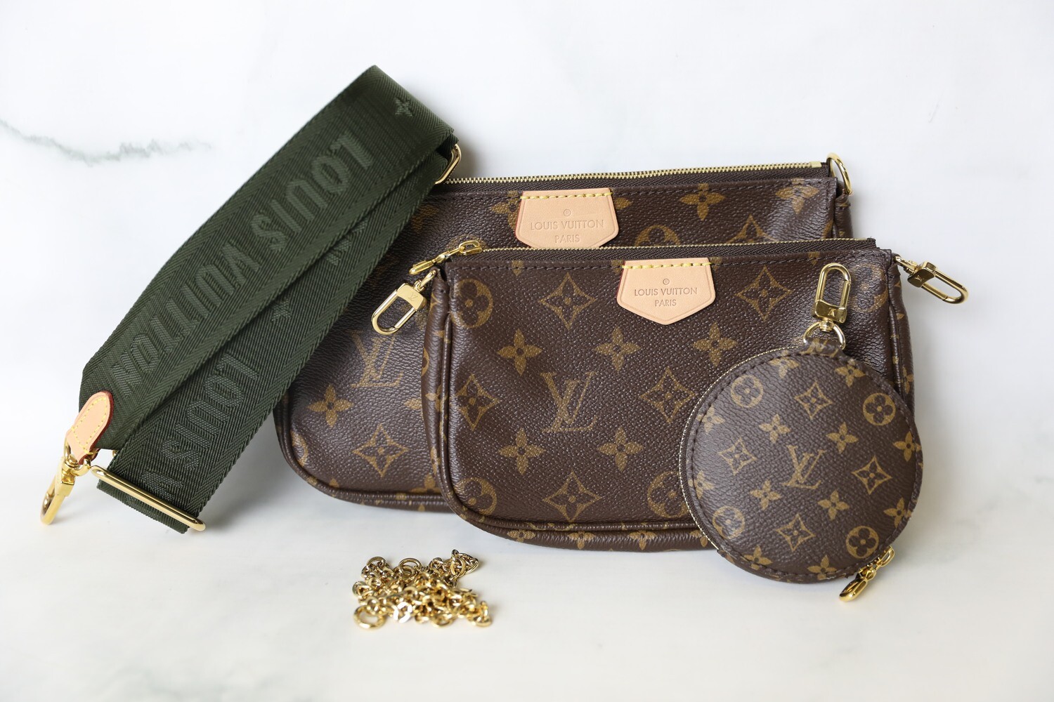 New in Box Louis Vuitton Multi Green Crossbody Pouch Bag For Sale at 1stDibs