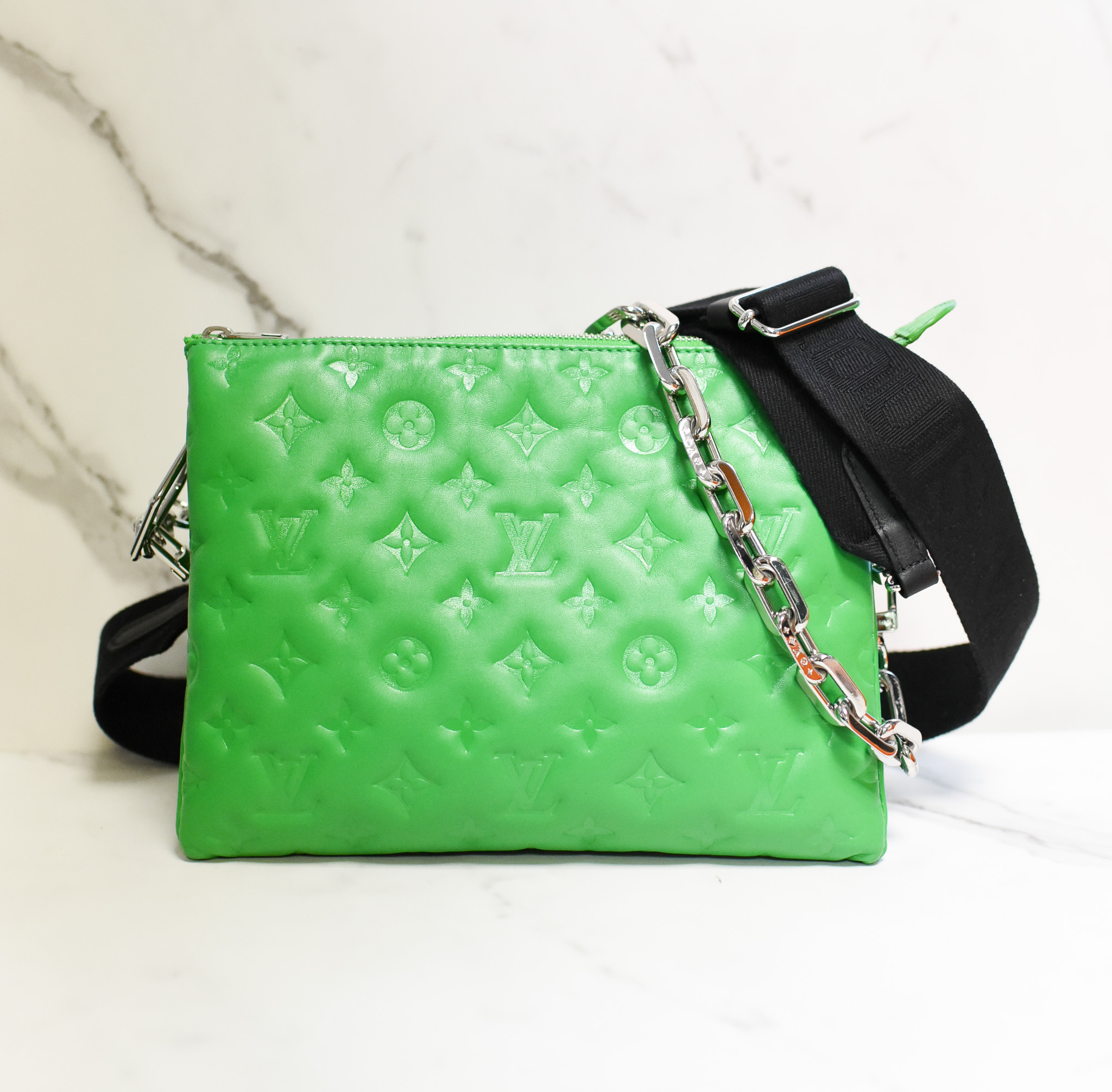 Louis Vuitton Coussin Bag Monogram Embossed Patent PM Green 1451461