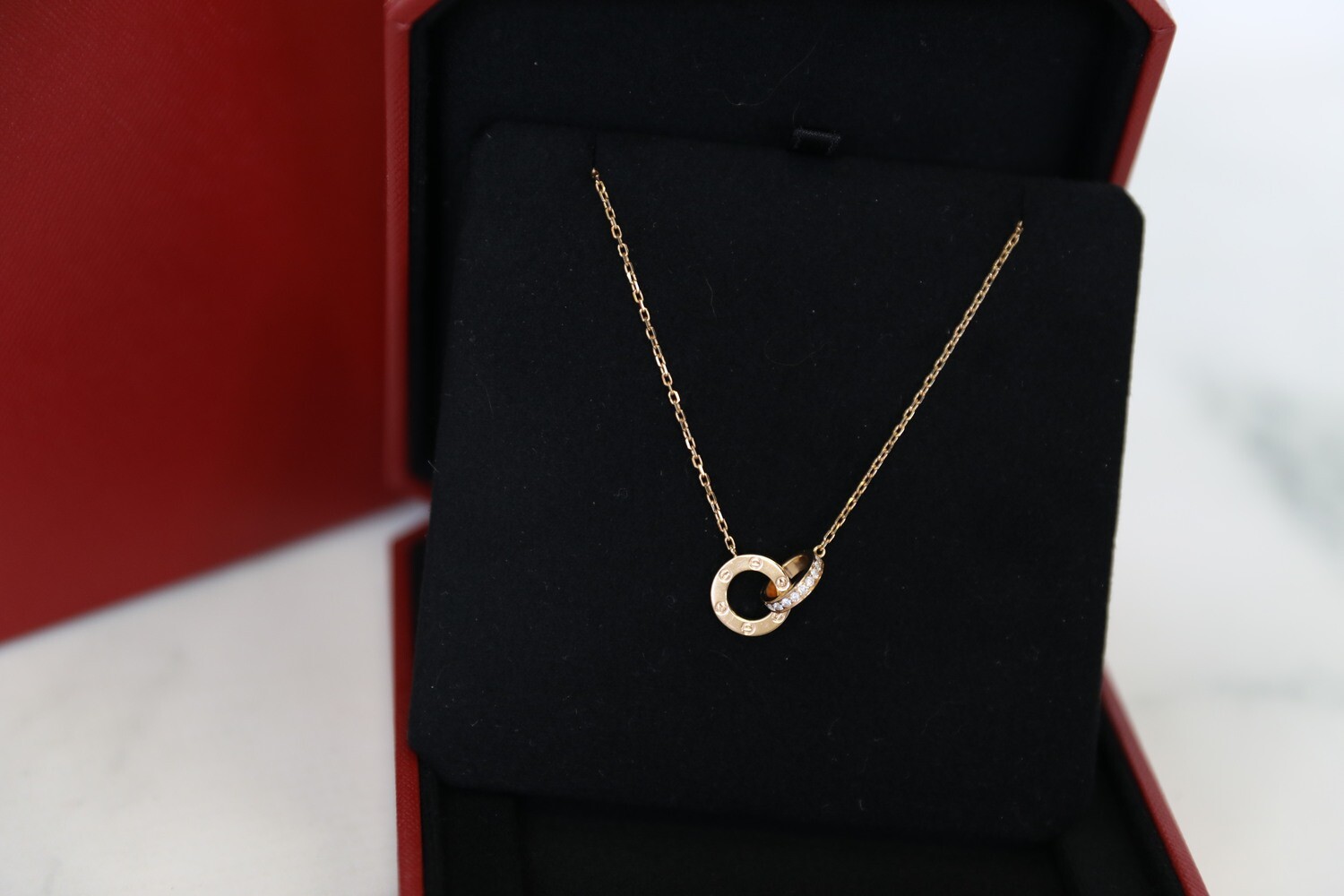 Cartier Love Necklace with Diamonds, Rose Gold, Preowned in Box WA001 -  Julia Rose Boston
