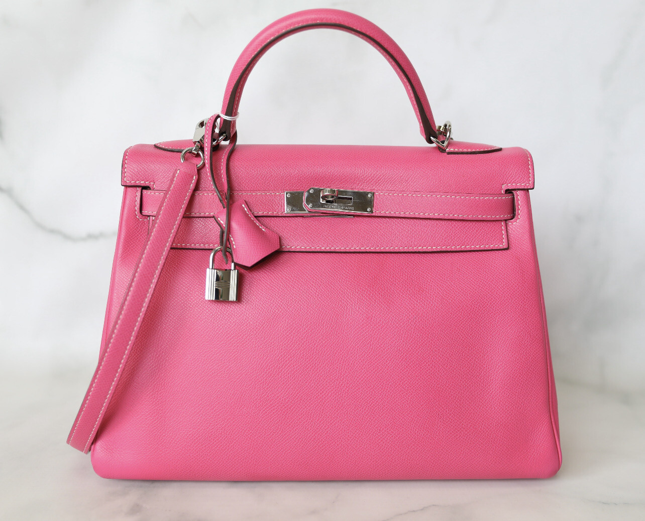 Hermes Kelly 32, Bright Pink Epsom Leather with Palladium Hardware ...
