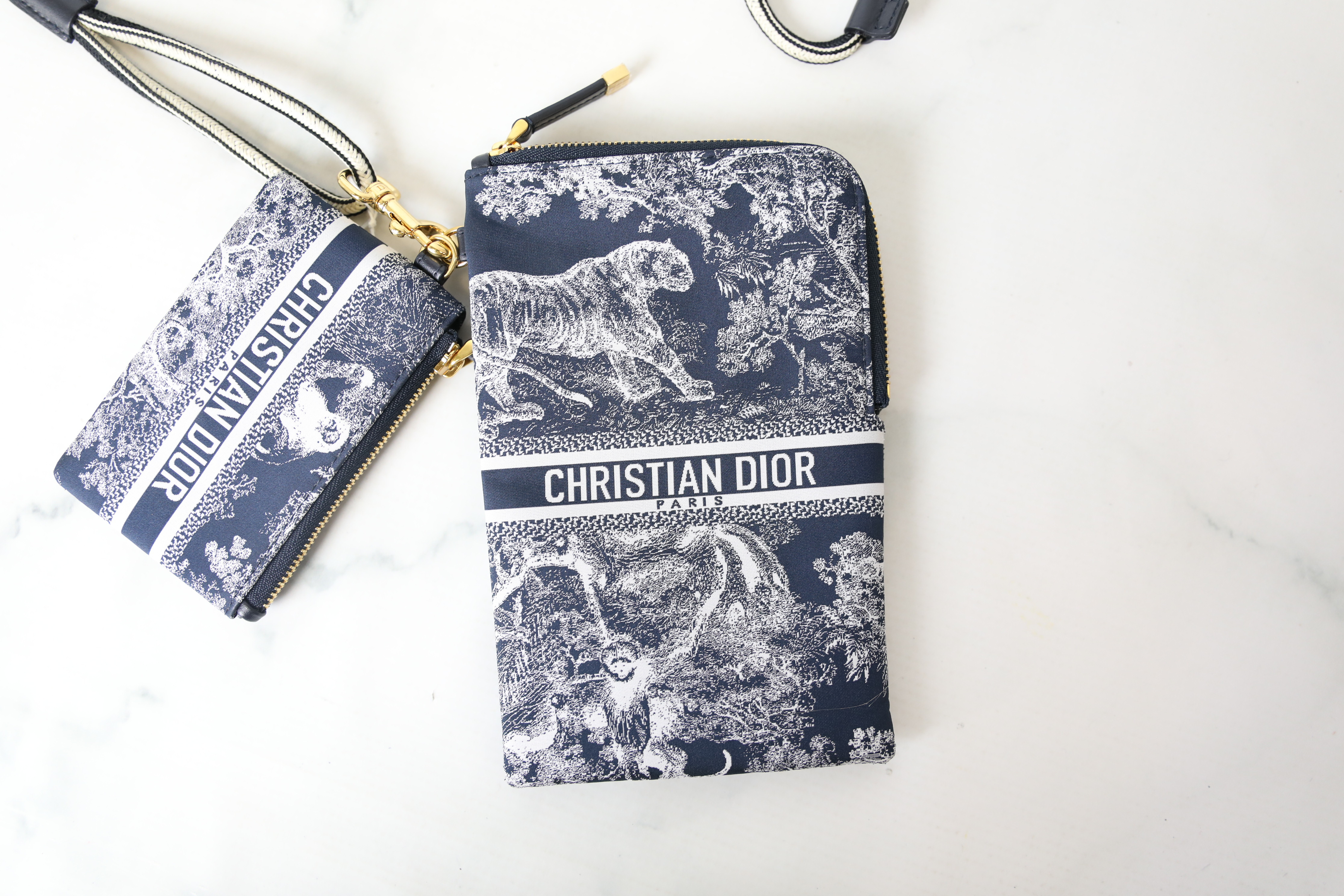 Christian Dior Toile De Jouy DiorTravel Multifunction Pouch Navy