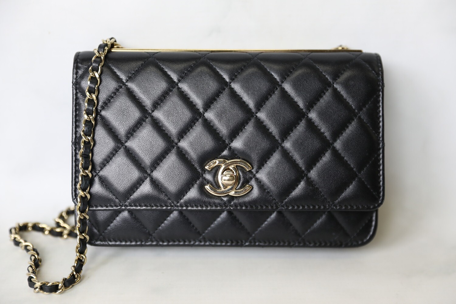 Chanel Trendy Wallet on Chain, Black Lambskin with Gold Hardware, Preowned  in Box WA001