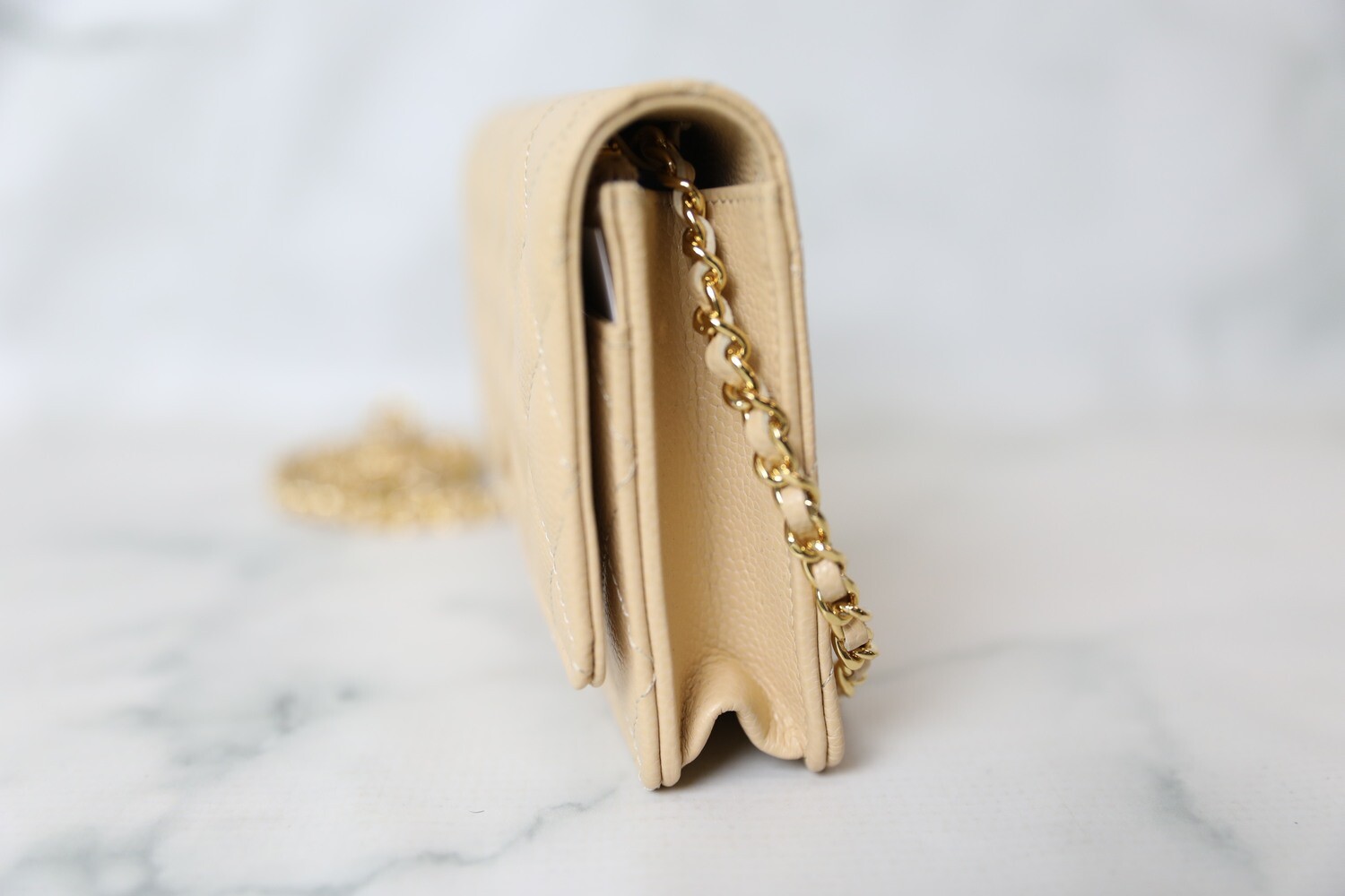 Chanel Classic Wallet on Chain, Beige Caviar with Gold Chanel Classic Wallet on Chain, Beige Caviar with Gold