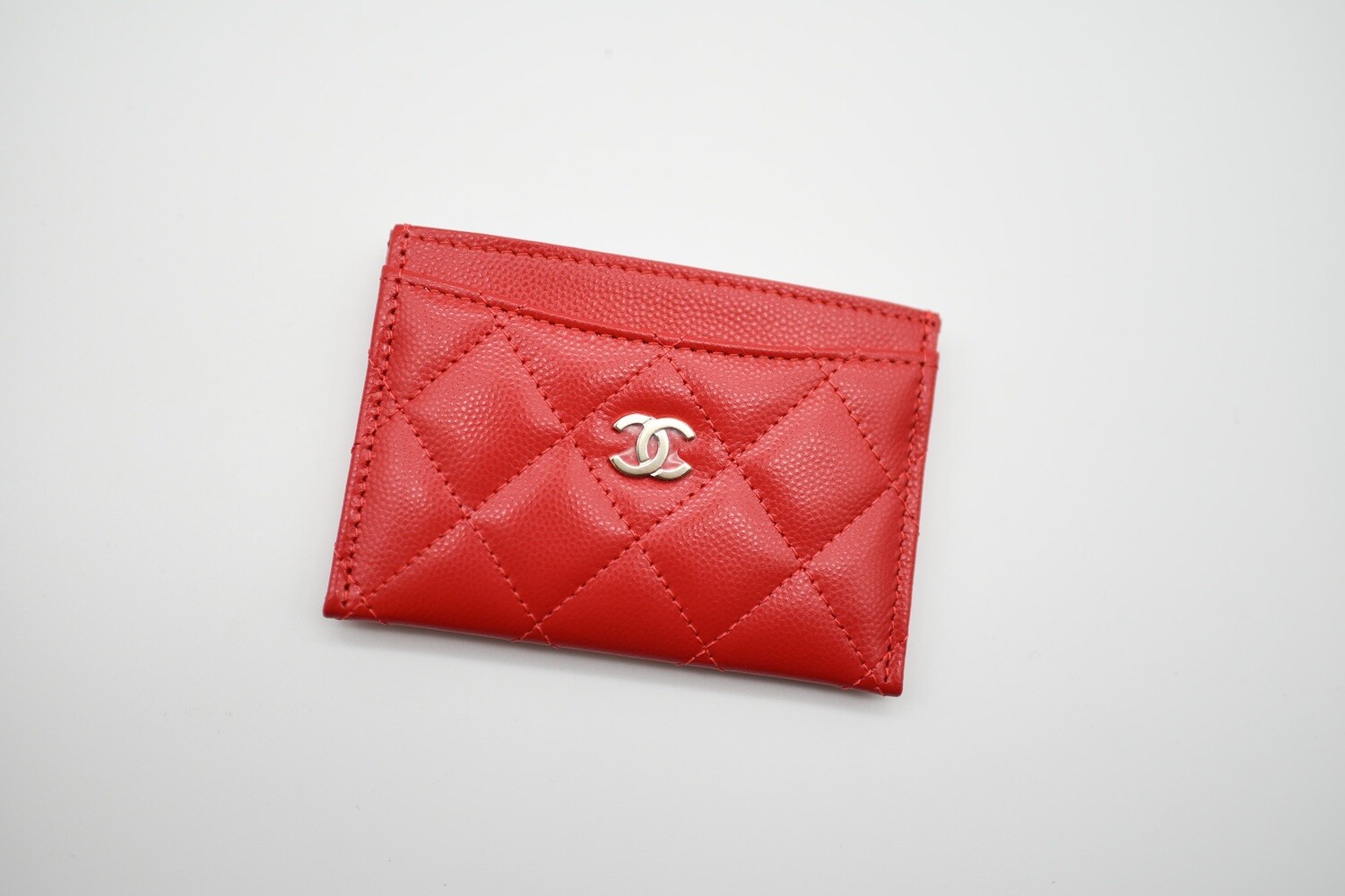 Chanel Flat Card Holder, Red Caviar with Gold Hardware, New in Box GA006