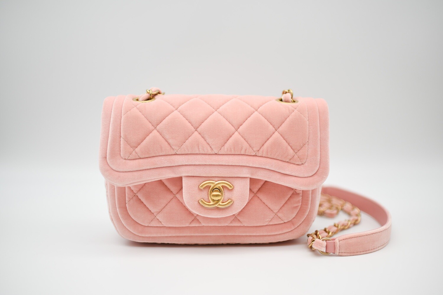 Chanel Seasonal Flap, Pink Velvet with Gold Hardware, New in Box WA001