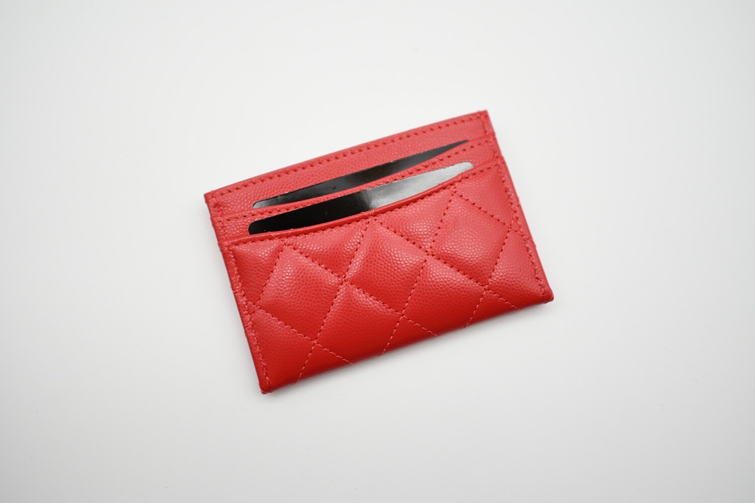 Chanel Flat Card Holder, Red Caviar with Gold Hardware, New in Box