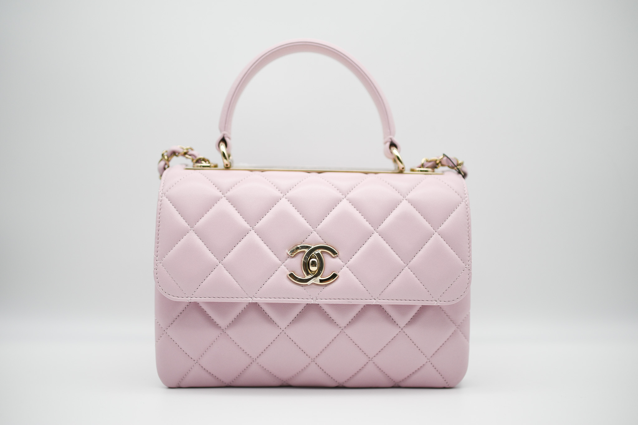Chanel Trendy Light Pink Lambskin Leather, Gold Hardware, Like New In Box  GA006