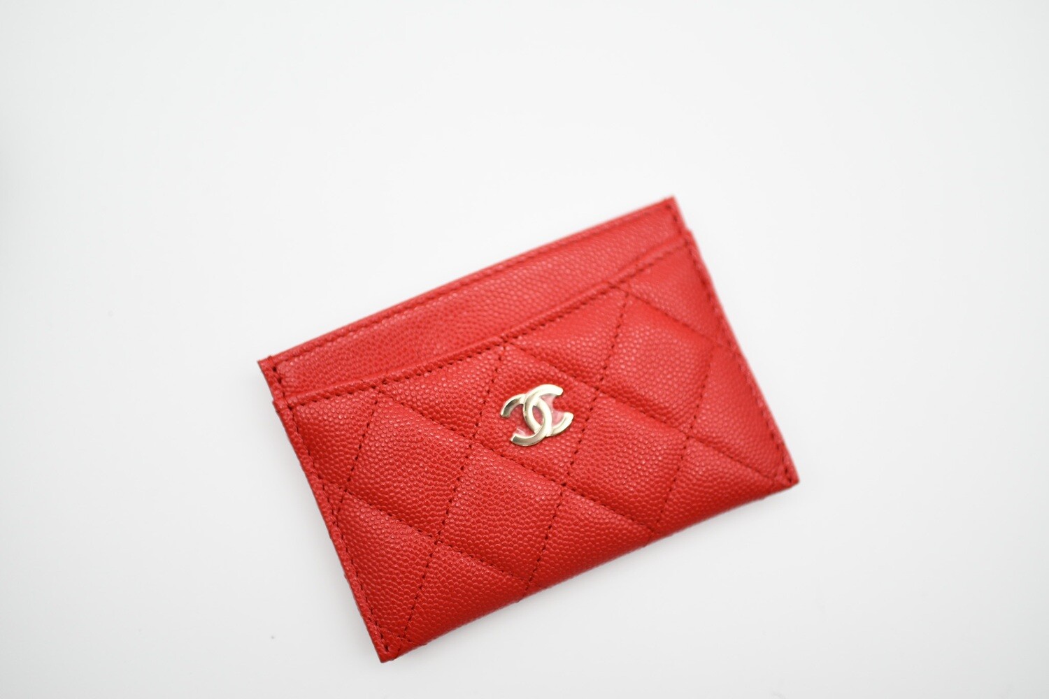 Chanel Flat Card Holder, 22S Red Caviar with Gold Hardware, New in Box GA006